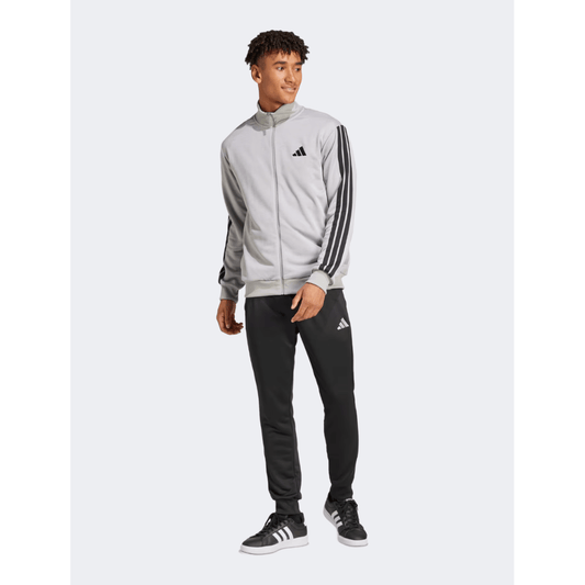 Adidas Basic 3 Stripes French Terry Men Sportswear Tracksuit Grey Heather - Medaid International