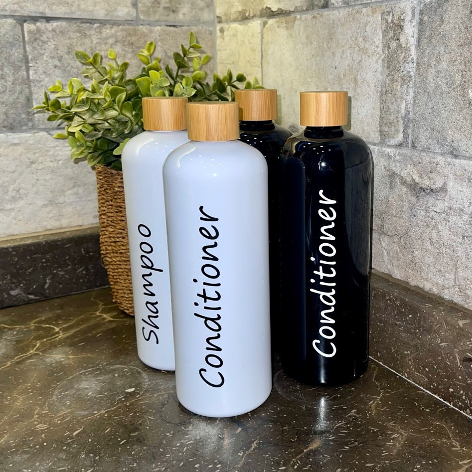 White Bottle W/ Bamboo Cap