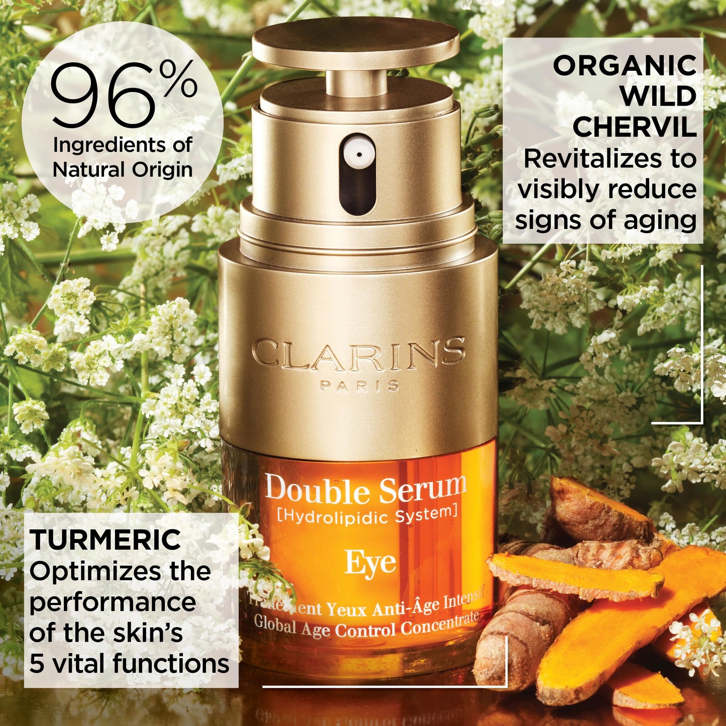Clarins Double Serum Eye | Anti-Aging Eye Treatment | Visibly Smoothes, Firms, Hydrates and Revitalizes For More Youthful-Looking Eyes In Just 7 Days* | 13 Plant Extracts, Including Turmeric | 0.6 Oz - Medaid International
