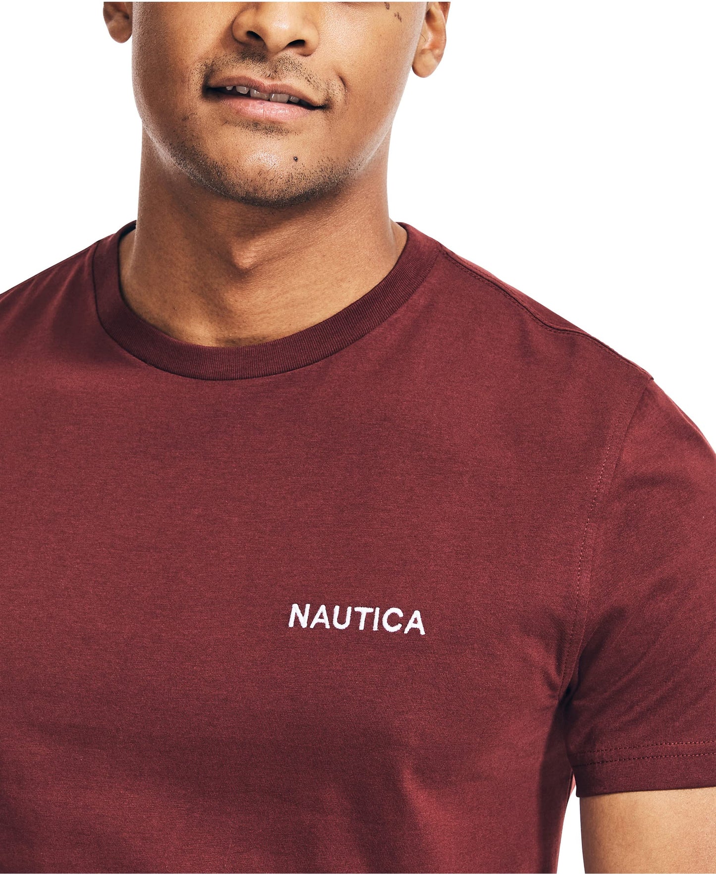 Nautica Men's Short Sleeve Solid Crew Neck T-Shirt, Royal Burgundy, Small - Medaid International