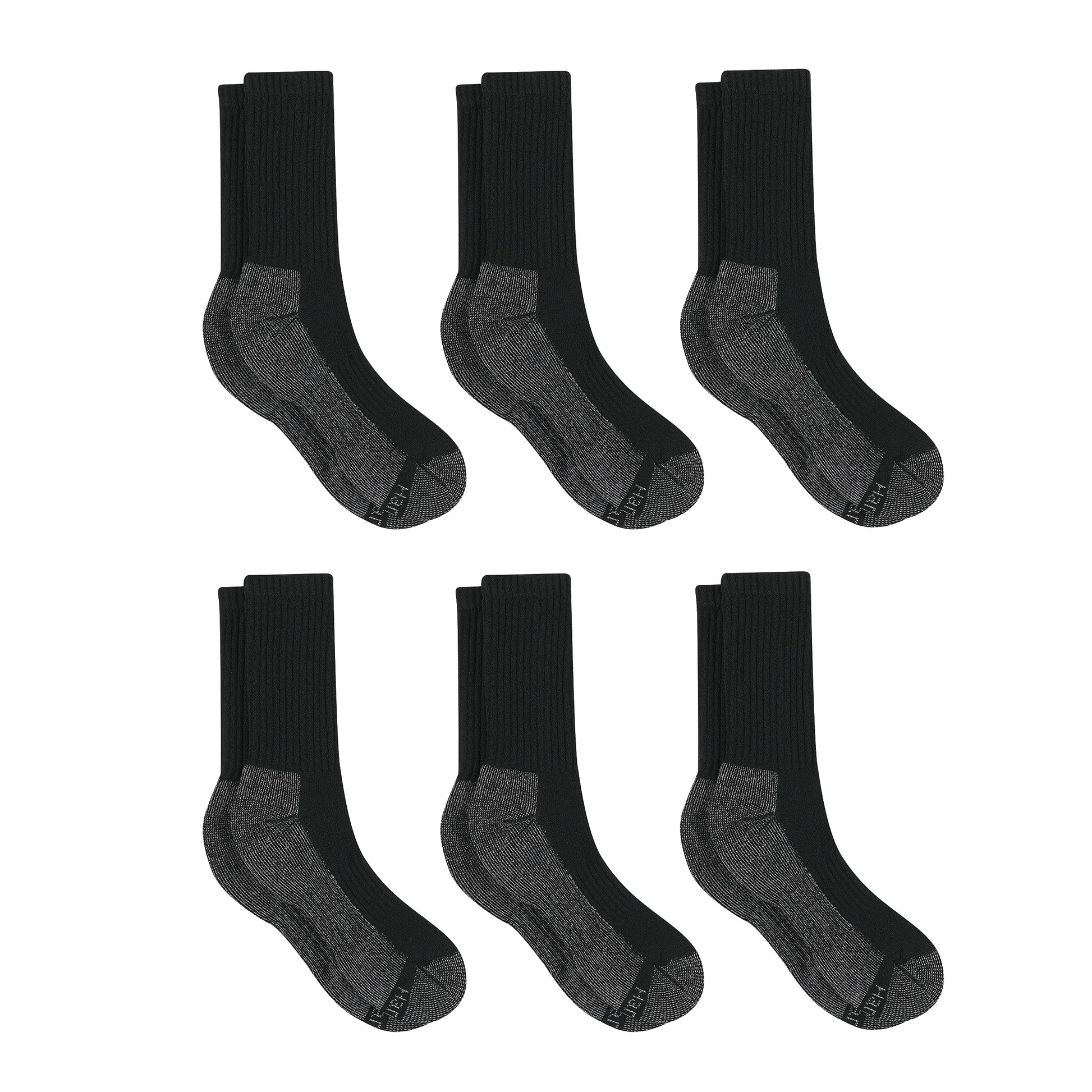 Hanes mens Crew Socks, 6-pair Pack Work Sock, Black, 6 12 US - Medaid International