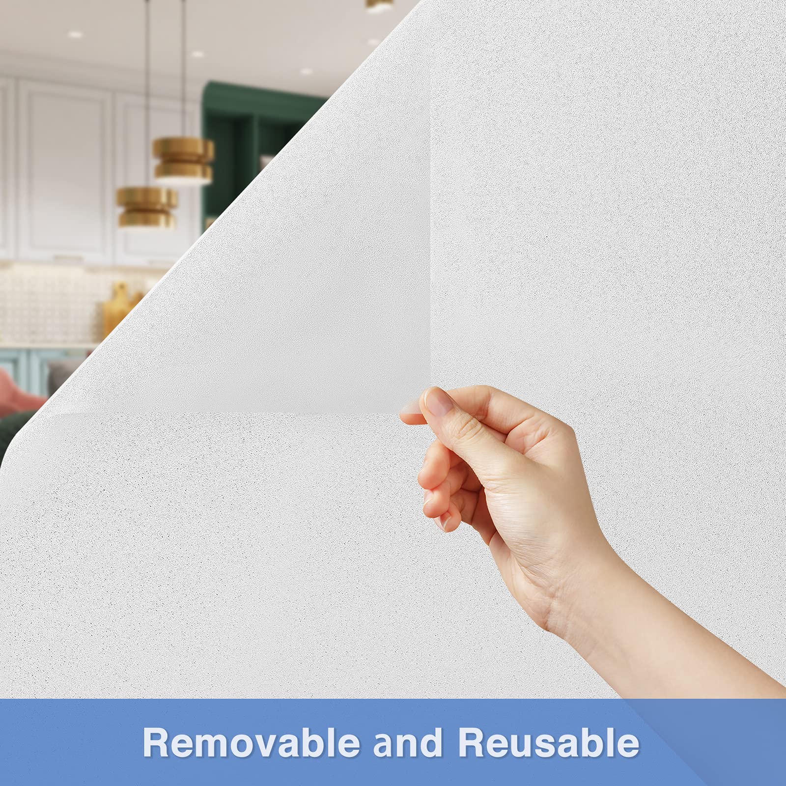 Window Privacy Film Frosted Glass Window Film Sun Blocking Non Adhesive Heat Blocker Static Window Clings Opaque Decorative Window Stickers for Bathroom Home Office 11.8 x 78.7 Inches, Pure - Medaid International