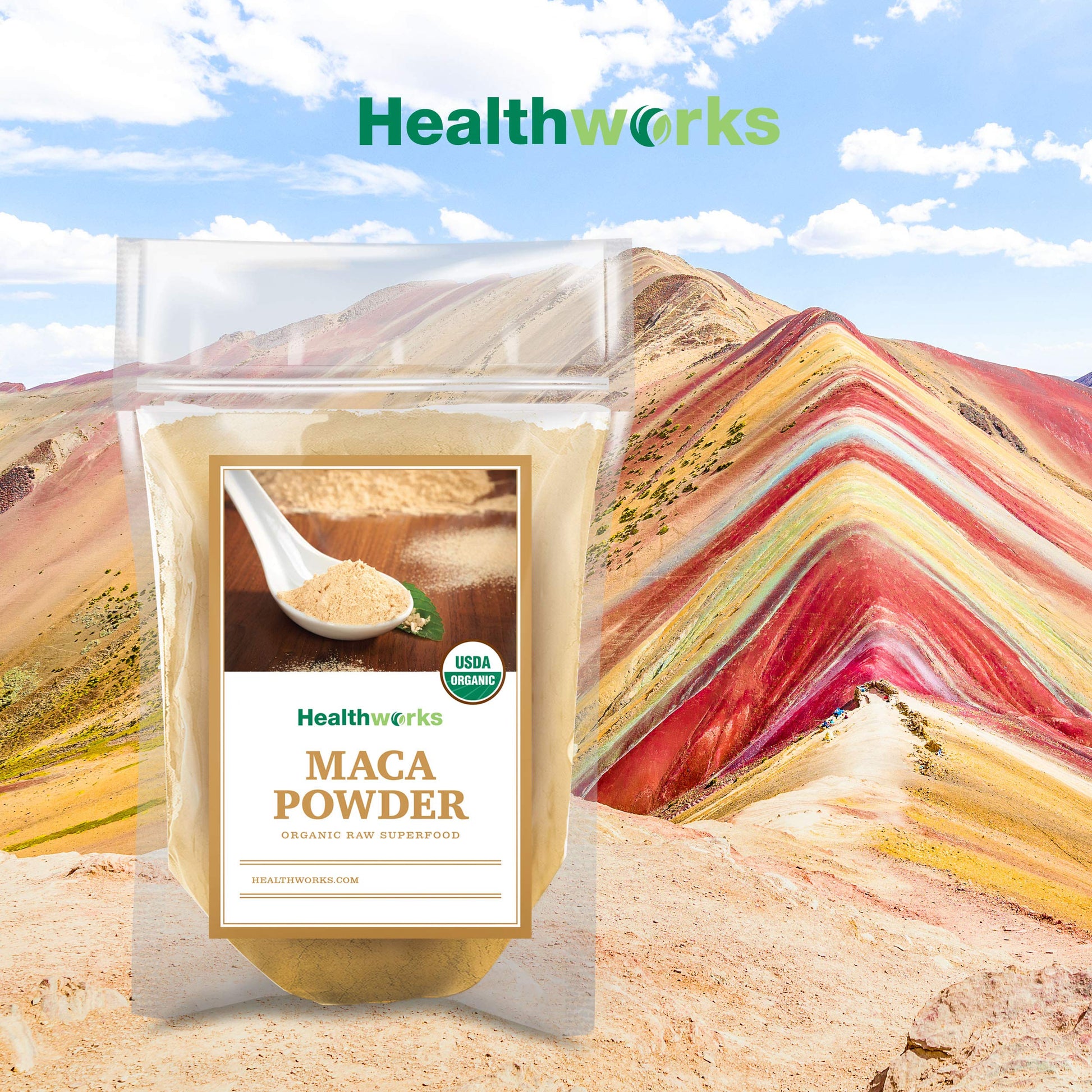 Healthworks Superfoods Organic Maca Powder Raw - 32 Oz / 2 Lbs - Certified Organic Flour Use - Keto, Vegan & Non-GMO - Premium Peruvian Origin - Breakfast, Smoothies, Baking & Coffee - Antioxidant - Medaid International