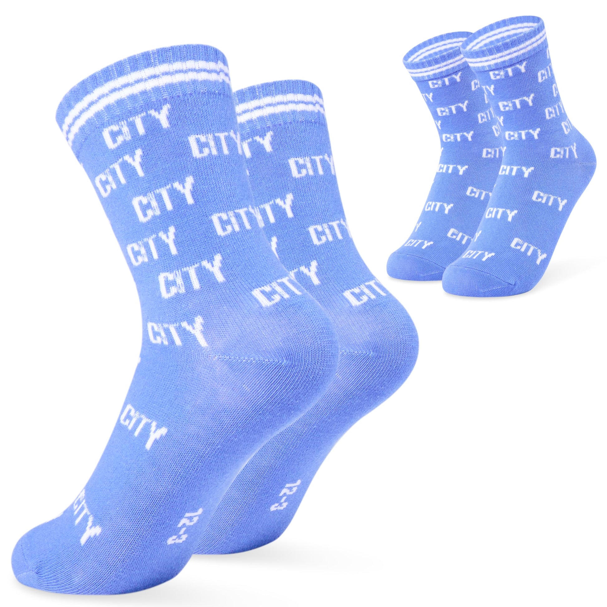 Manchester City FC Boys Socks - Pack of 5 Crew Socks for Teenagers Soft Breathable Size 13-8 Man City Gifts (Blue, 9-13 Years, 4/8) - Medaid International