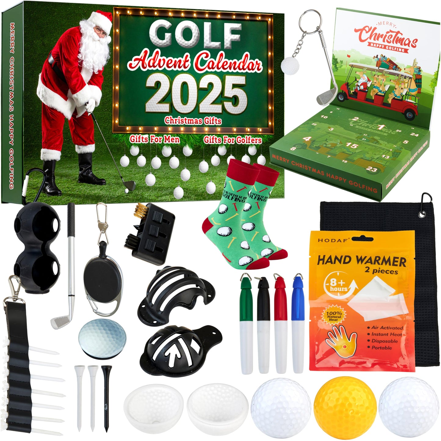 KreativeKraft Golf Advent Calendar 2025 for Men Adults Christmas Countdown Calendar 24 Mini Golf Surprises Socks Novelty Fun Gifts Dad Lovers - Medaid International