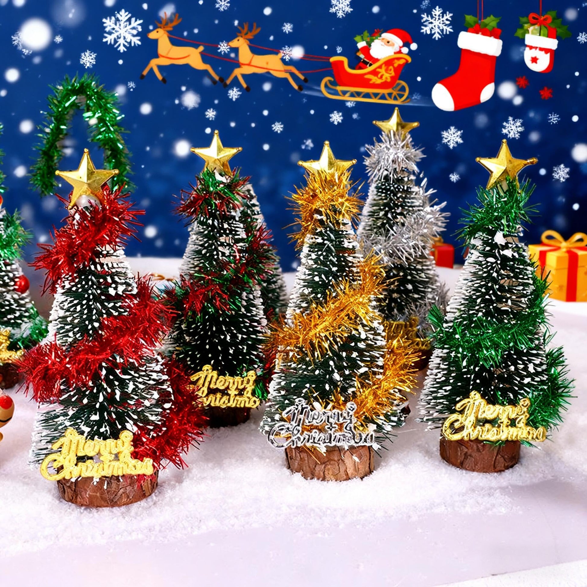 Mini Christmas Tree, Small Christmas Tree with Base, Artificial Tabletop Christmas Trees for Party and Home Decor (White) - Medaid International