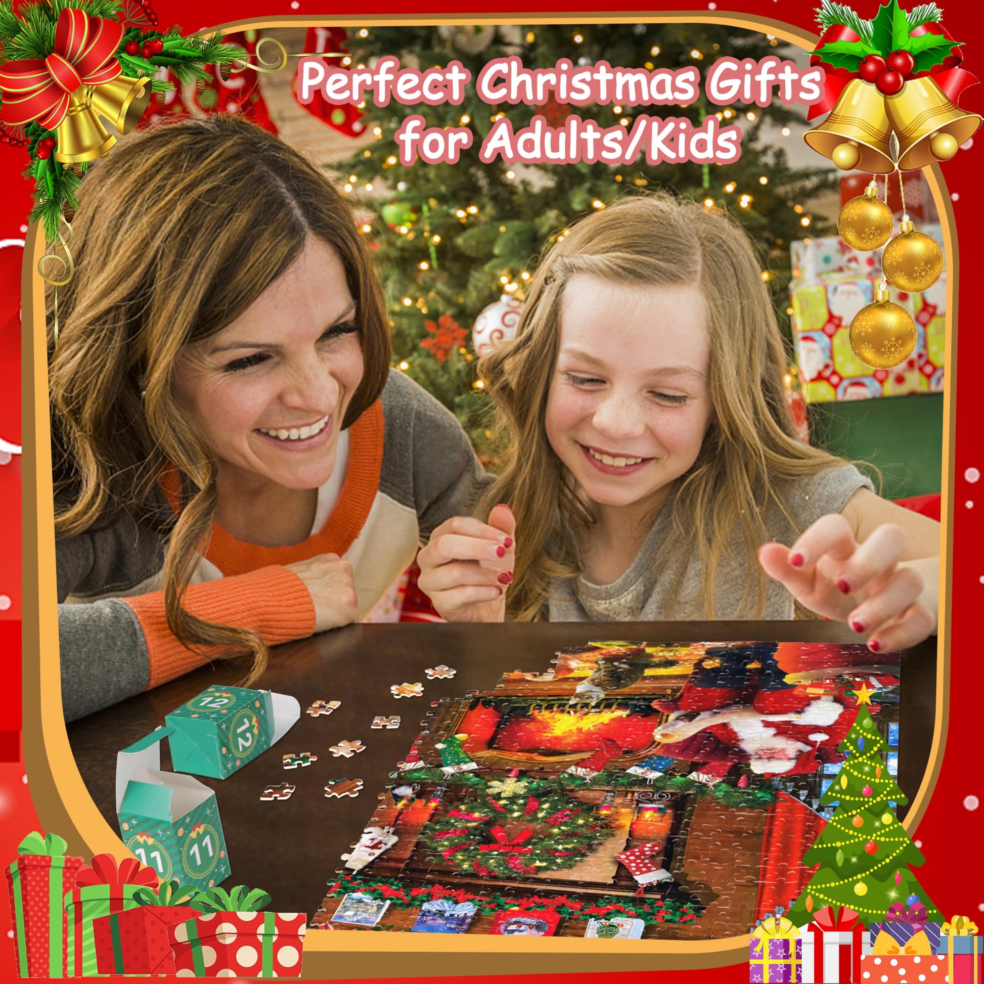 Advent Calendar Puzzle - Santa's Surprise, 24 Boxes 1008 Pieces Christmas Jigsaw Puzzles, Countdown to Christmas Advent Calendar 2025 Kids Adults XMAS Gifts - Medaid International