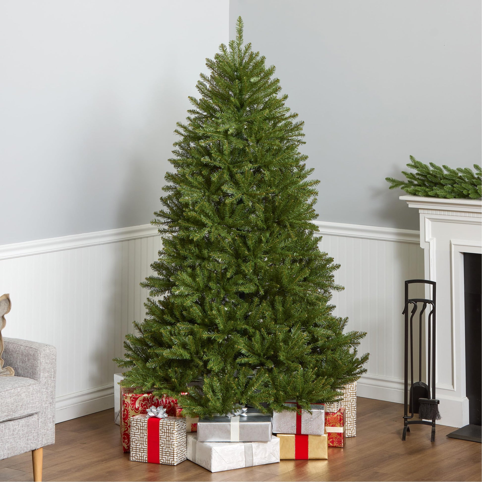 National Tree Company 6.5 ft Unlit Dunhill Fir Full Artificial Christmas Tree, 1,838 Tips, Includes Stand, Green - Medaid International