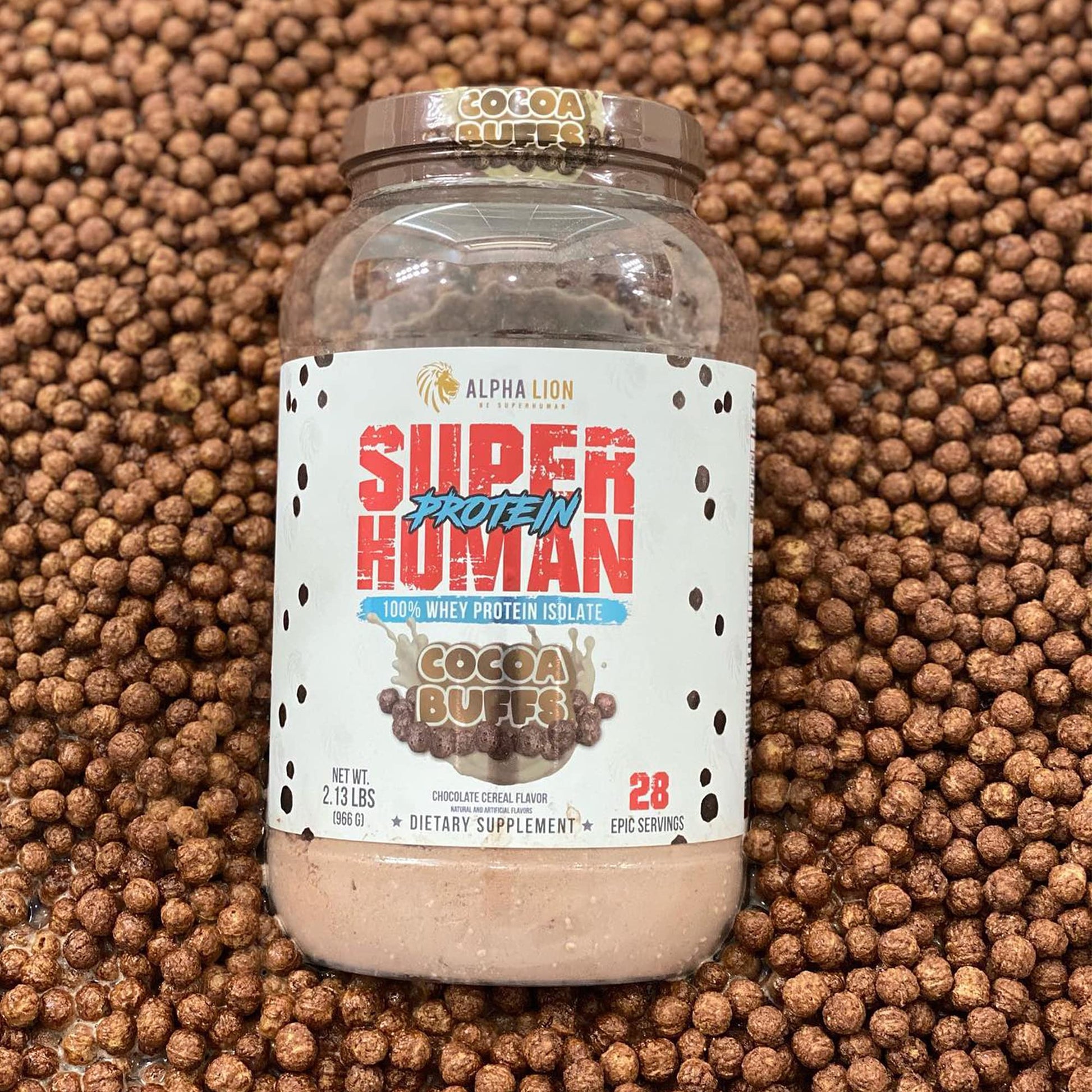ALPHA LION Superhuman Whey Protein Powder, Great Tasting Pure Whey Protein Isolate, Low Carb, Low Sugar, No Bloat Post Workout, Muscle Recovery & Growth (28 Servings, Cocoa Buffs) - Medaid International