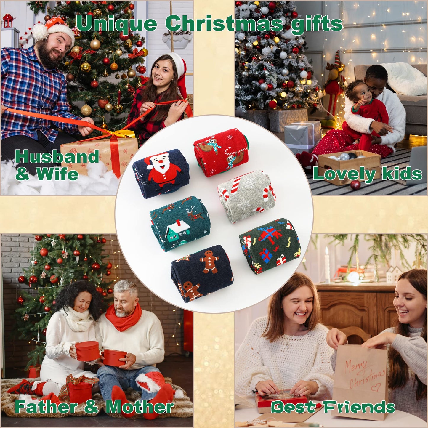 BONANGEL Christmas Socks Women, Funny Novelty Cute Xmas Holiday Crew Socks, Crazy Christmas Gifts for Women Girls - Medaid International