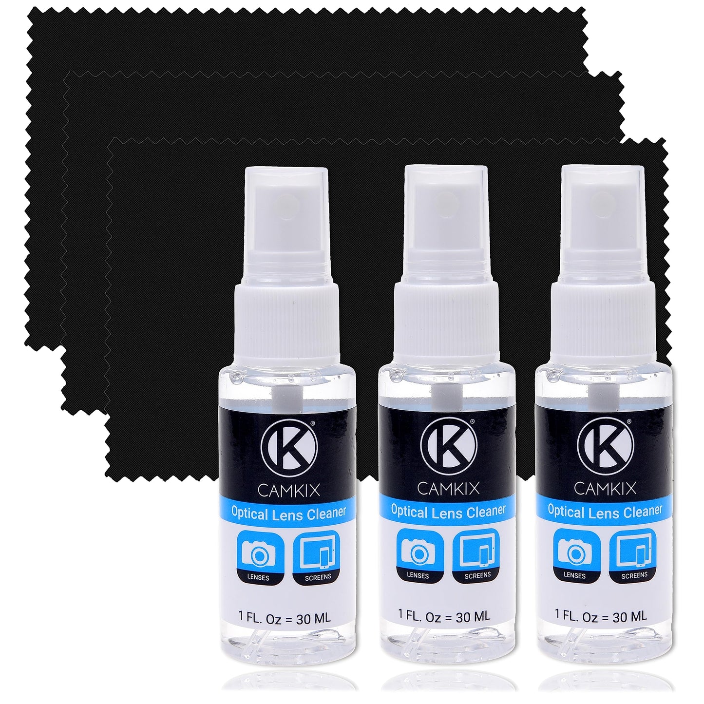 Lens and Screen Cleaning Kit - 3X Cleaning Spray, 3X Microfiber Cloth - Perfect to Clean The Lens of Your DSLR Camera (3 Bottles) - Medaid International