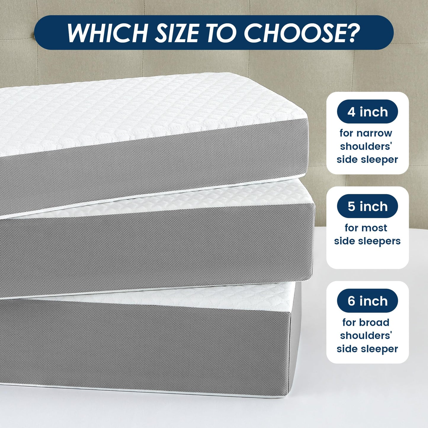 Kehangte Cooling Cube Pillow for Side Sleepers, Square Memory Foam Side Sleeper Pillow Firm Soft Double-Sided Supportive, Support Head Cervical Pillow for Neck Shoulder Pain, 24"x12"x5" - Medaid International