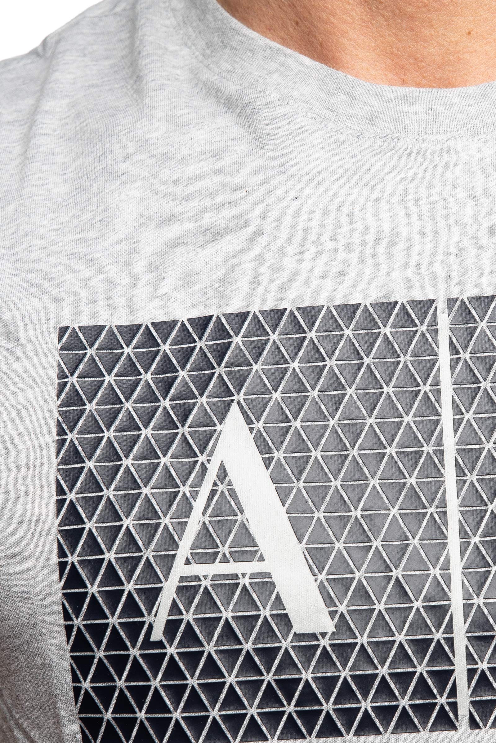 Armani Exchange Men's Crew Neck Logo Tee T Shirt Grid Logo, Heather Grey, X-Large - Medaid International