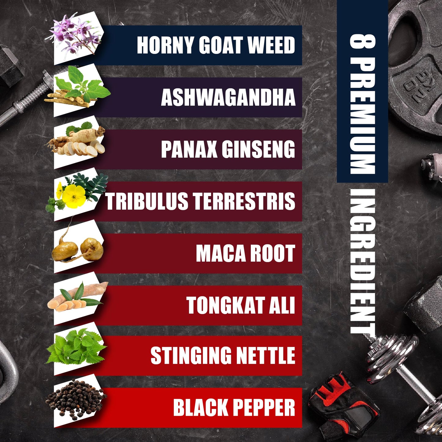 BMVINVOL Horny Goat Weed for Men - Extra Strength Supplement with Maca, Ginseng, Tribulus Terrestris, Ashwagandha - 90 Capsules - Medaid International