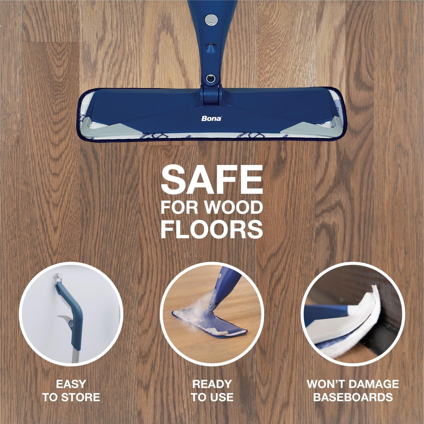 Bona Hardwood Floor Premium Spray Mop - Includes Wood Floor Cleaning Concentrate and Machine Washable Microfiber Cleaning Pad - Dual Zone Cleaning Design for Faster Cleanup - Medaid International