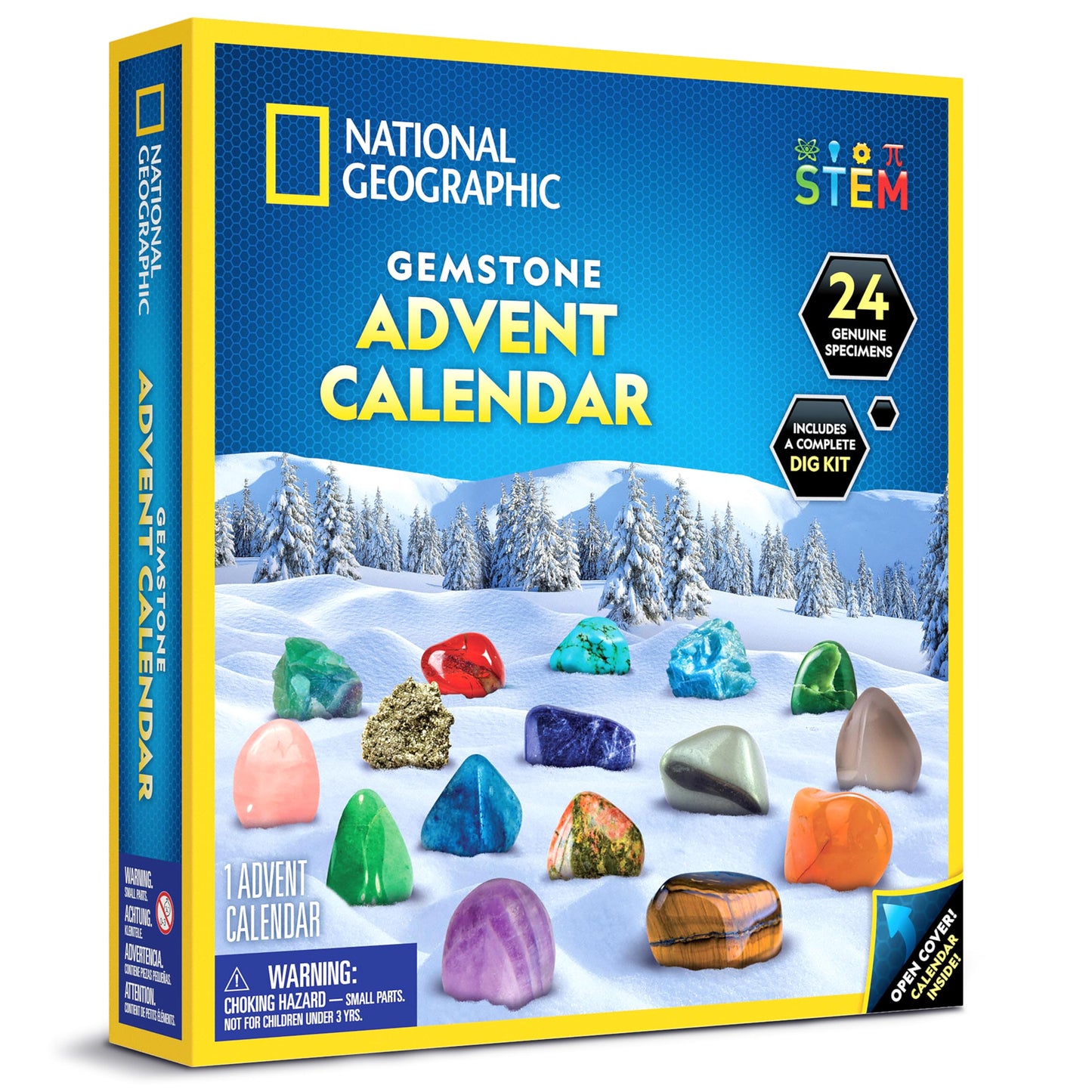 National Geographic 2025 Gemstone Advent Calendar - Limited Edition Kids Christmas Countdown Calendar with 24 Gemsts, Complete Rock Collection, Mini Gem Dig Kit - Medaid International