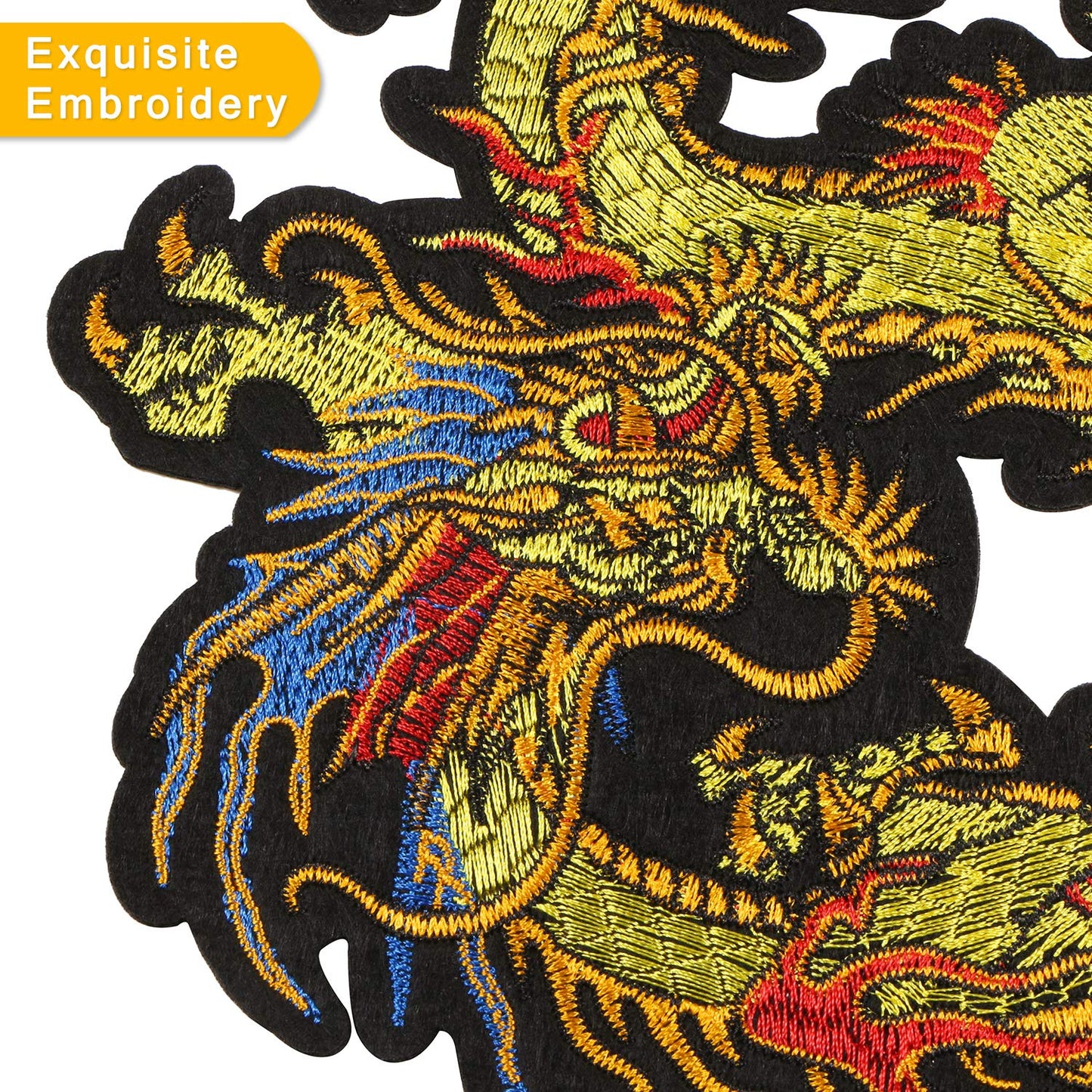 Kissbuty Gold Dragon Patch Embroidered Applique Patch Chinese Dragon Sew on or Iron on Patches for DIY Chinese Dragon Costume, Jeans, Jackets, Clothing, Bags - Medaid International