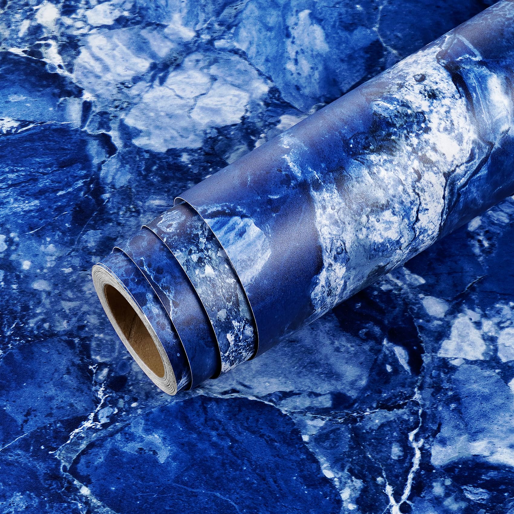 Livelynine Royal Blue Marble Contact Paper Peel and Stick Countertop Covers Marble Wallpaper for Bathroom Countertops Kitchen Counter Top Self Adhesive Covering Waterproof Desk Vinyl Wrap 15.8x78.8 - Medaid International