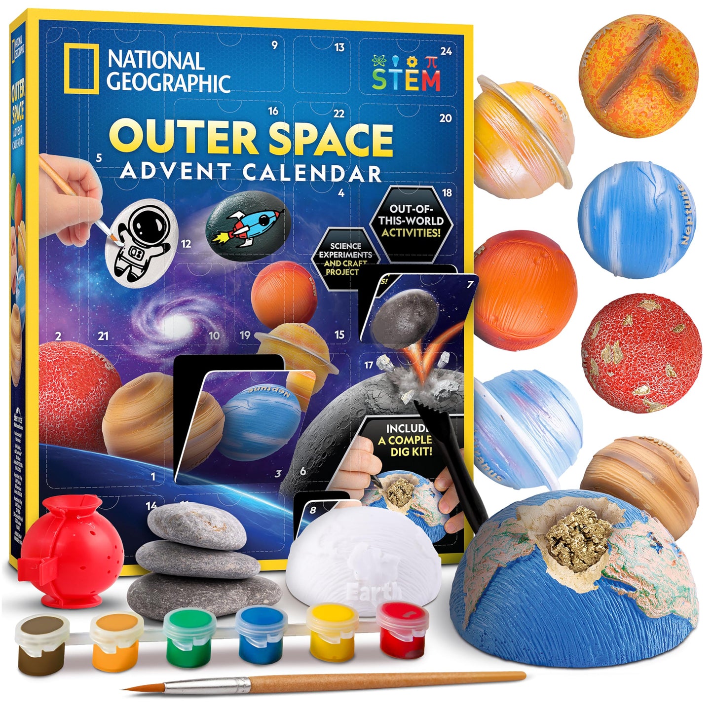 NATIONAL GEOGRAPHIC 2025 Outer Space Advent Calendar – 24 Days of Space-Themed Experiments, Crafts & Activities – Christmas Countdown Calendar for Kids - Medaid International