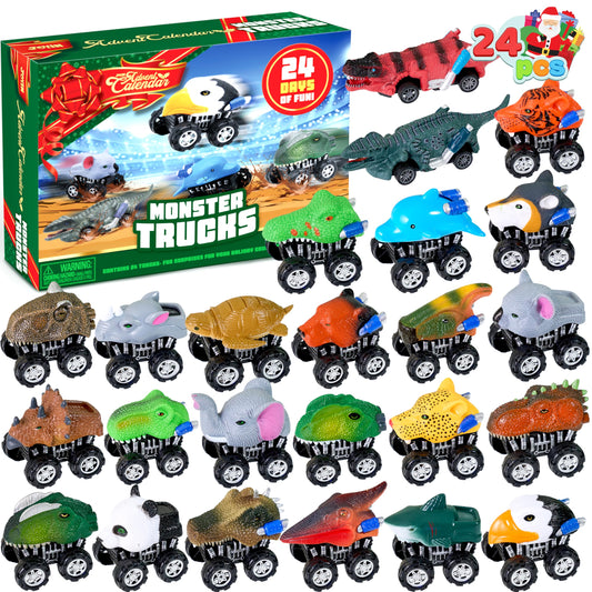 JOYIN 2025 Christmas Advent Calendar, 24 Days Countdown Calendar Toys with Monster Truck Toys, Christmas Party Favor Gifts, Xmas Countdown, Xmas Gift Classroom Prizes - Medaid International