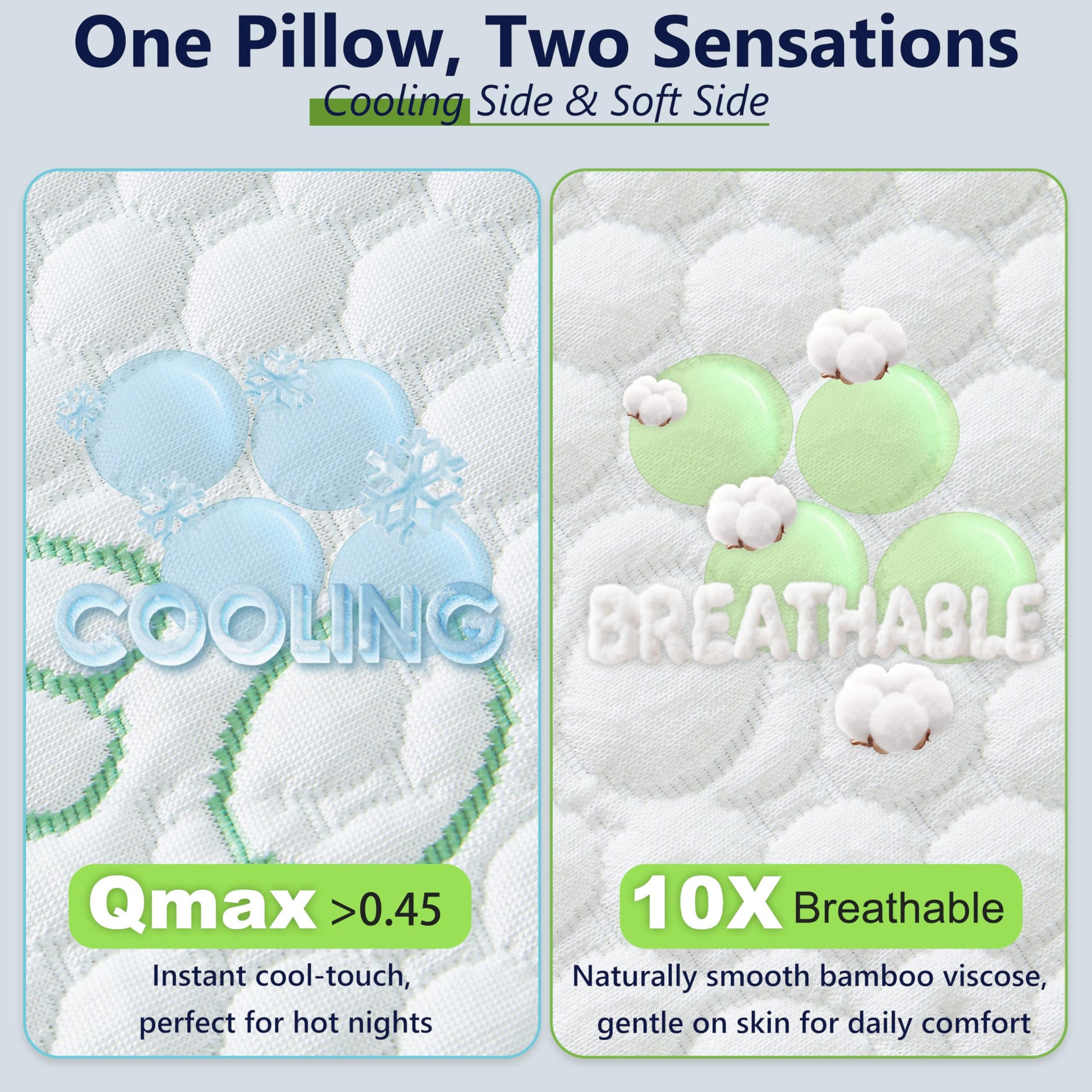 DGPEAR Cooling Pillows, Shredded Memory Foam Pillows Queen Size Set of 2 Adjustable Firm Bamboo Bed Pillows for Hot, Side, Back and Stomach Sleepers - Medaid International
