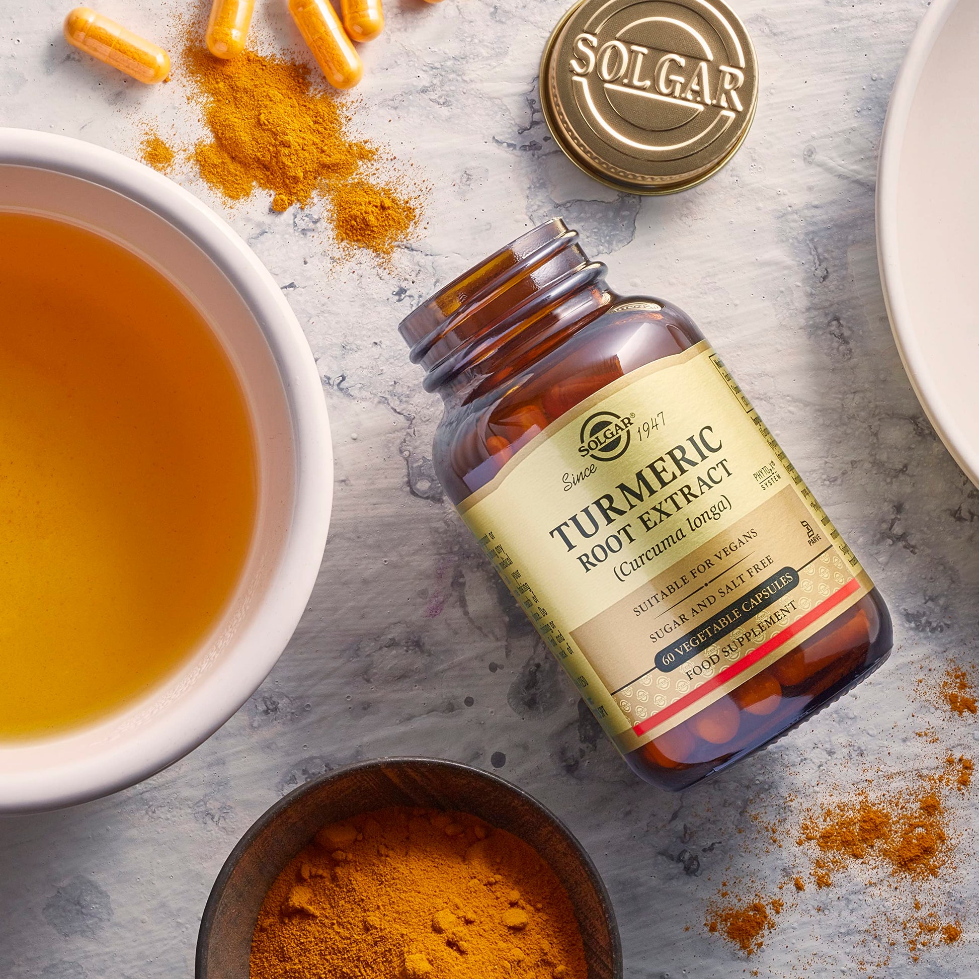 Solgar Standardized Turmeric Root Extract 400 mg, 60 Vegetable Capsules - Antioxidant Support for Brain, Joint, & Immune Health - Non-GMO, Vegan, Gluten Free, Dairy Free, Kosher - 60 Servings - Medaid International