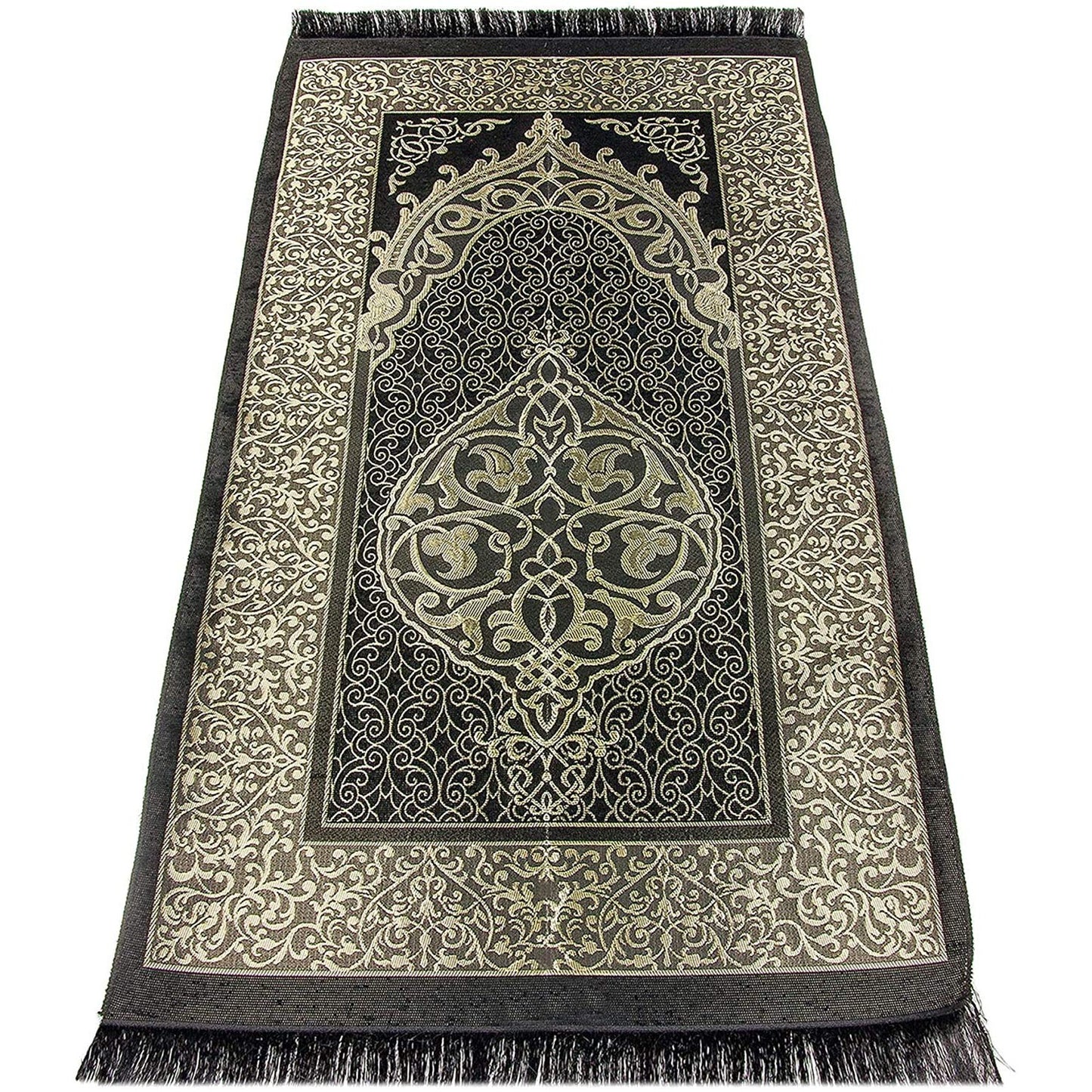 AVANOS Muslim Prayer Rug - Islamic Mat for Muslim Prayers - Great Ramadan for Muslim Men and Women - Portable Prayer Mat Rug - Special Design Turkish Pocket Praying Rug - Easy to Carry (Black) - Medaid International