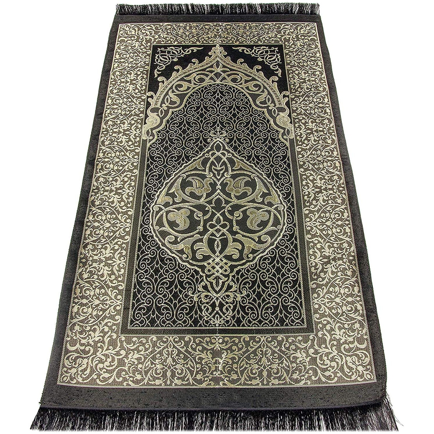 AVANOS Muslim Prayer Rug - Islamic Mat for Muslim Prayers - Great Ramadan for Muslim Men and Women - Portable Prayer Mat Rug - Special Design Turkish Pocket Praying Rug - Easy to Carry (Black) - Medaid International
