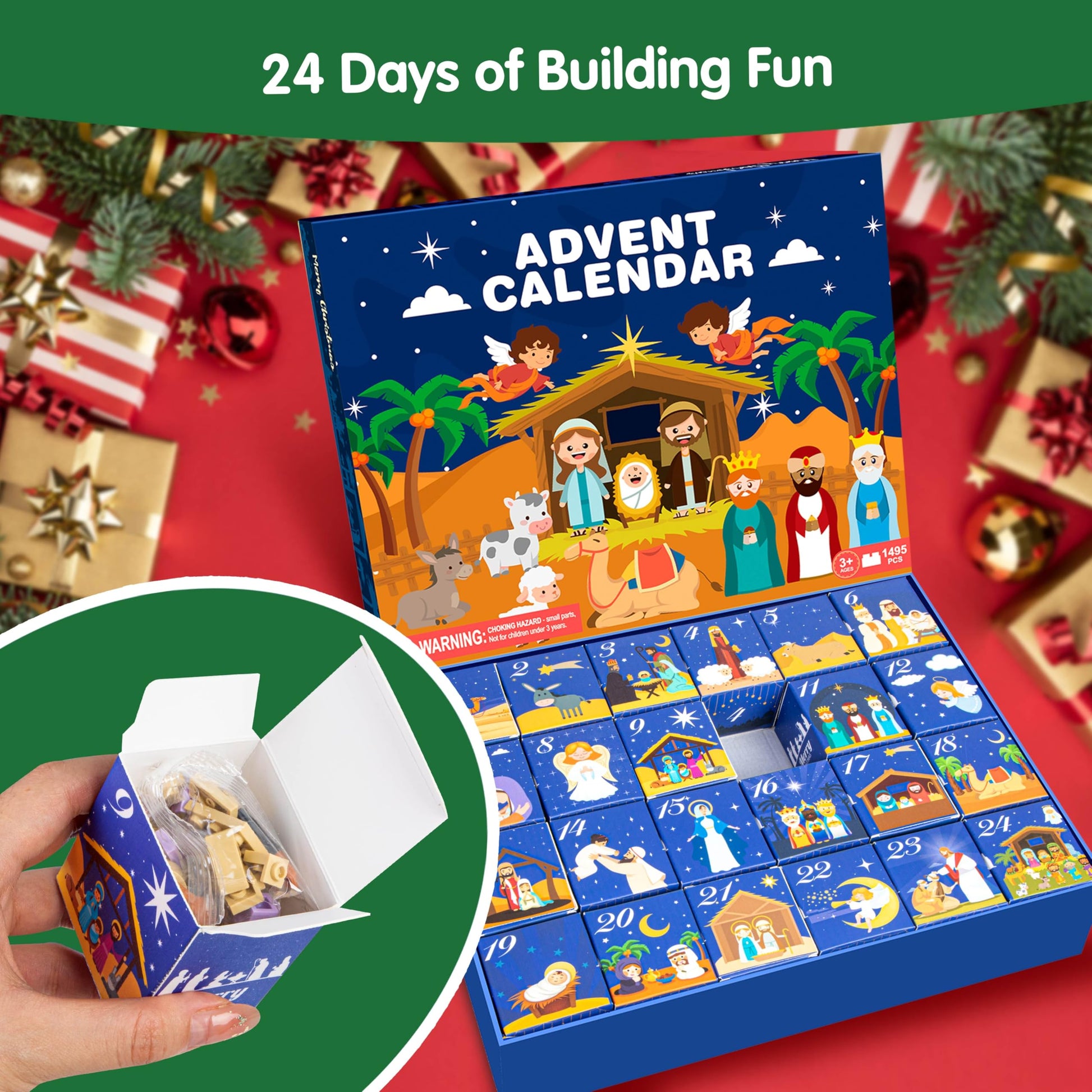 Nativity Advent Calendar 2025 Kids – 24 Days Building Blocks Kits Christmas Gifts Countdown Calendar Set, Stocking Stuffer Building Toys for Boys, Girls, Teens & Adults Ages 6+ - Medaid International
