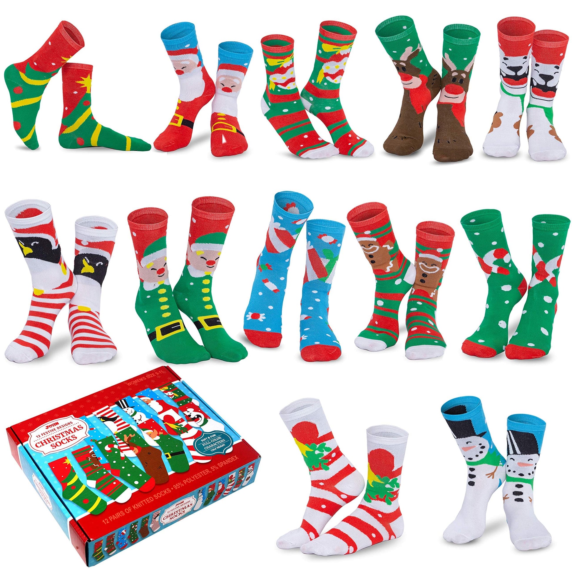 JOYIN 12 Pairs Christmas Socks for Women, Men with Box Christmas Gifts for Teens, Women and Men as Holiday Gifts - Medaid International