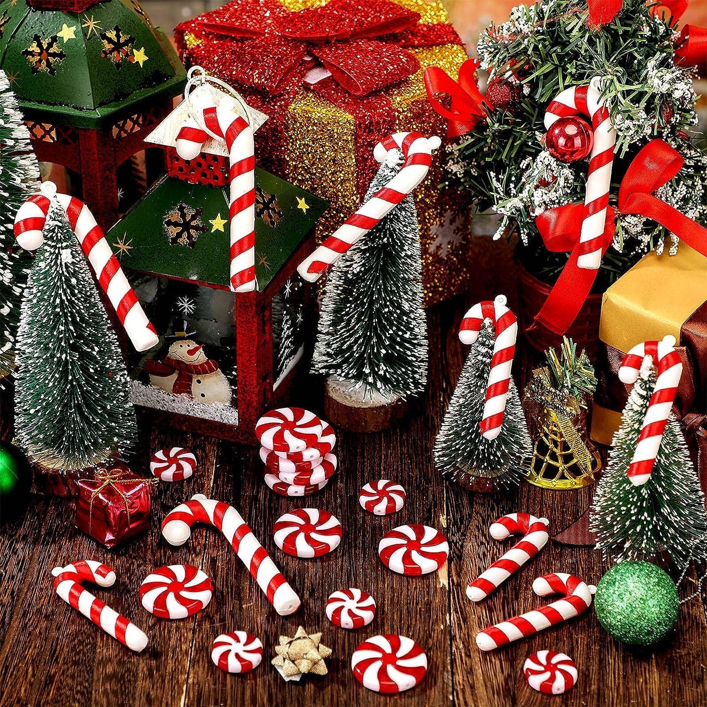 20Pcs Candy Cane Christmas Tree Hanging Ornaments, Chrismas Themed Plastic Candy Cane for Xmas Craft Home Party Decorative Supplies - Medaid International