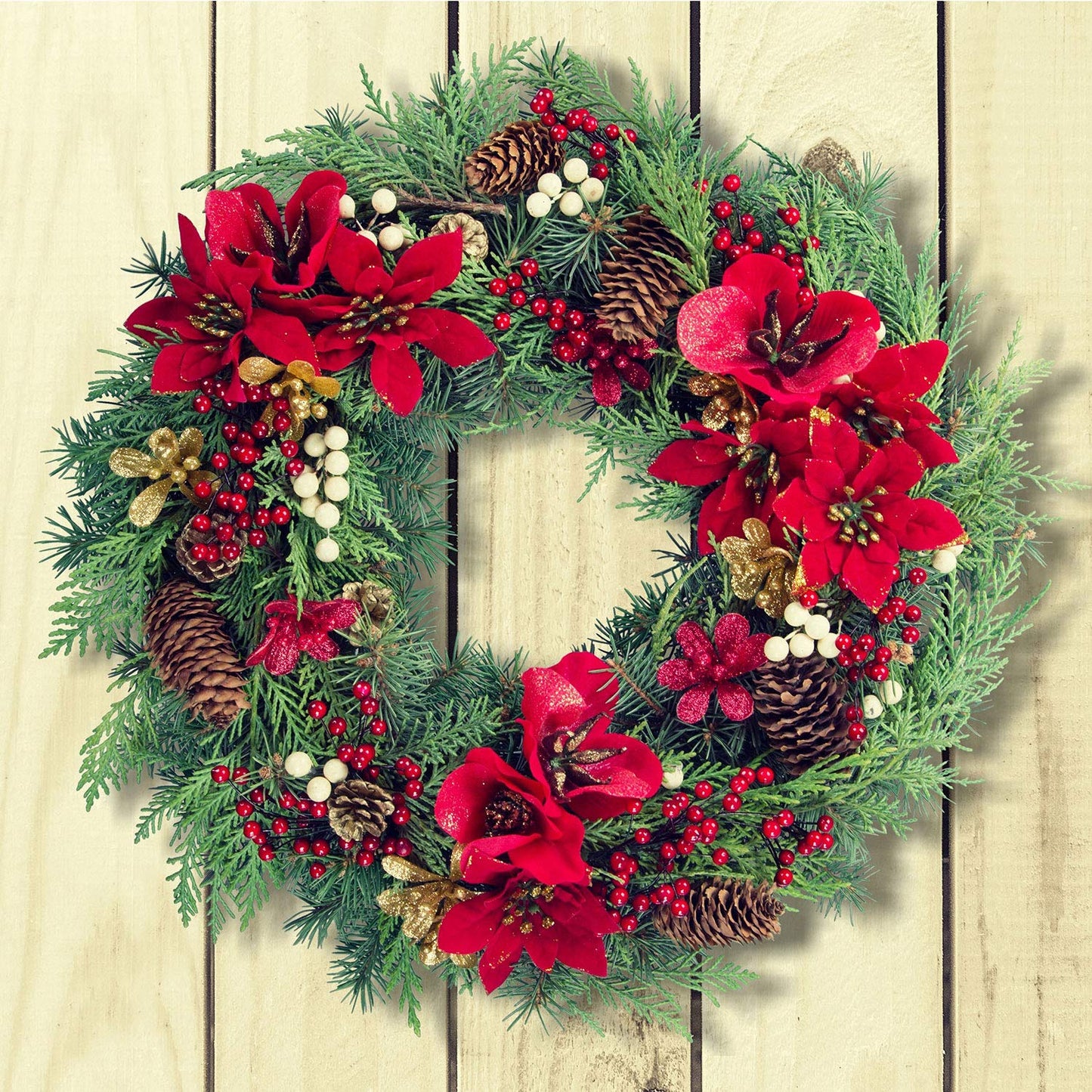 BBTO Artificial Holly Berries on Wire Stems, 250 Stems with 500 Pieces 8 mm Fake Berries for Tree Decorations Wreath Craft Use Wedding Party Favor (Dark Red) - Medaid International