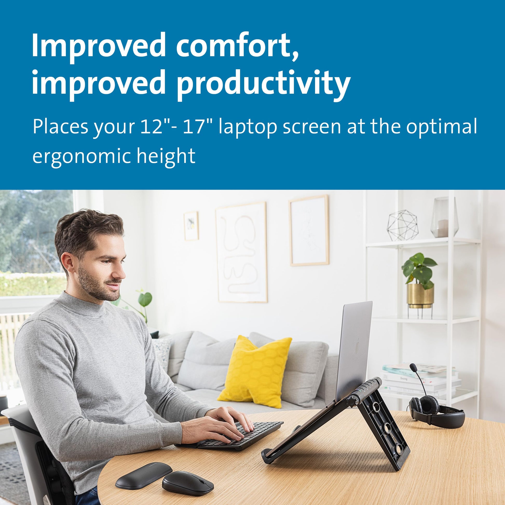 Kensington Easy Riser Portable Ergonomic Laptop Cooling Stand (12"-17") for Laptops, Chromebooks Macbooks and Wacom devices – Grey (K60112AM), Gray - Medaid International