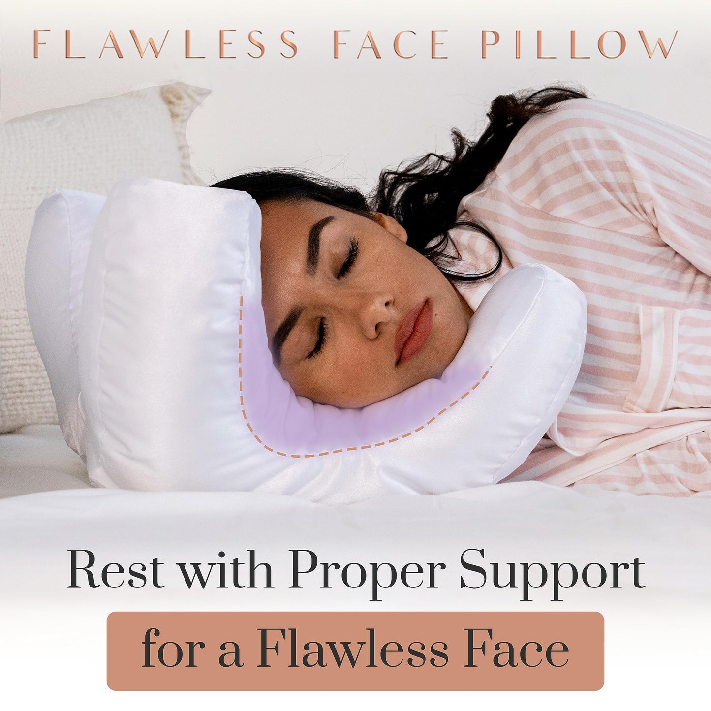 Flawless Face Pillow + Free White Satin Pillowcase! Beauty Sleep, Anti Wrinkles-Aging, Back Sleeping - Medaid International