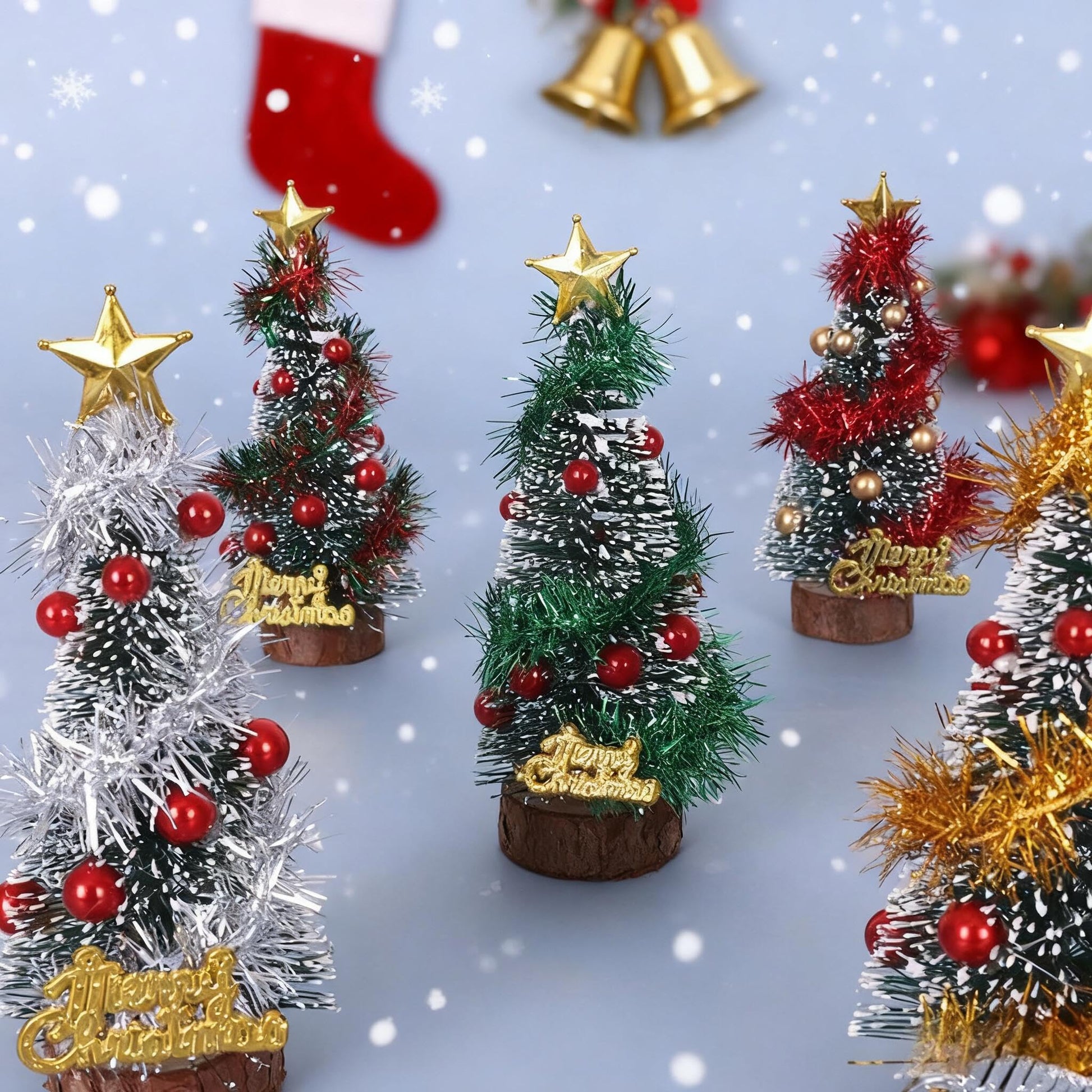 Mini Christmas Tree, Small Christmas Tree with Base, Artificial Tabletop Christmas Trees for Party and Home Decor (White) - Medaid International