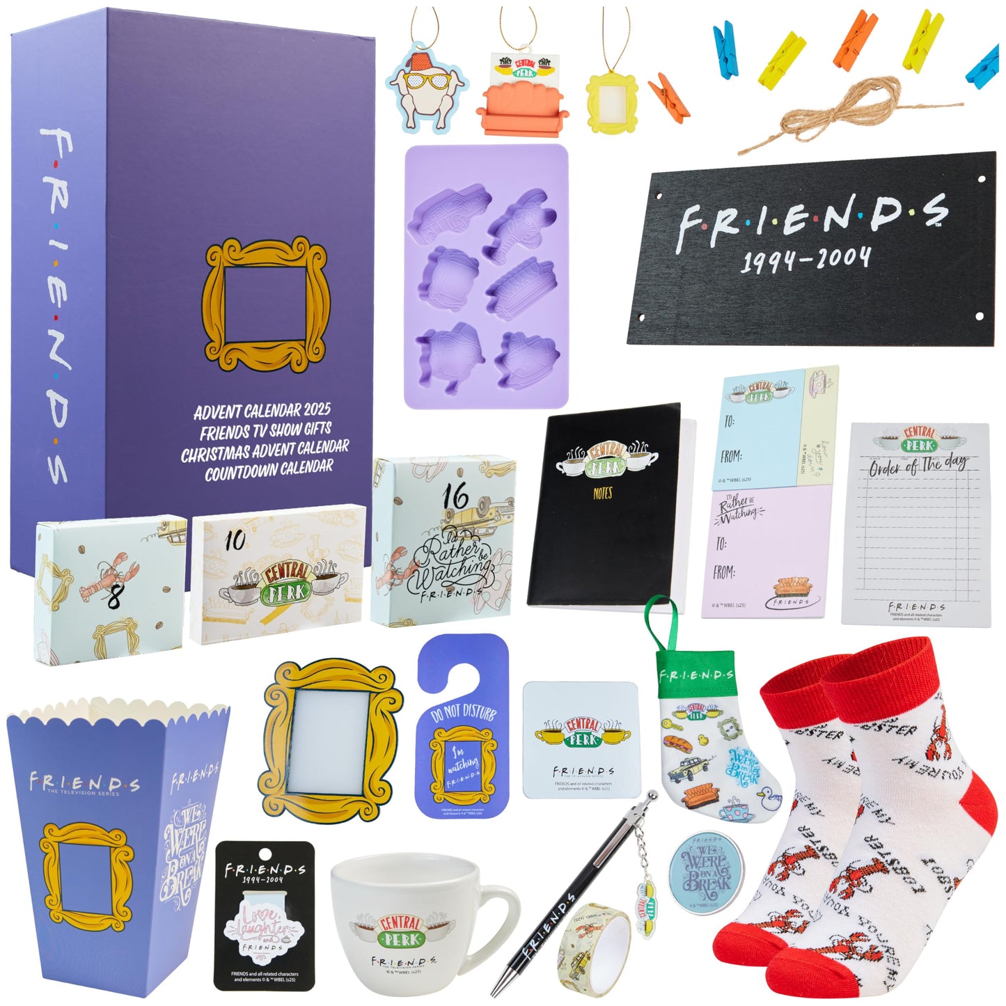 Get Trend Friends Advent Calendar 2025 for Women, Men with Espresso Mug Socks Key Ring Countdown Calendar Christmas Holiday Surprises Gifts for Adults - Medaid International