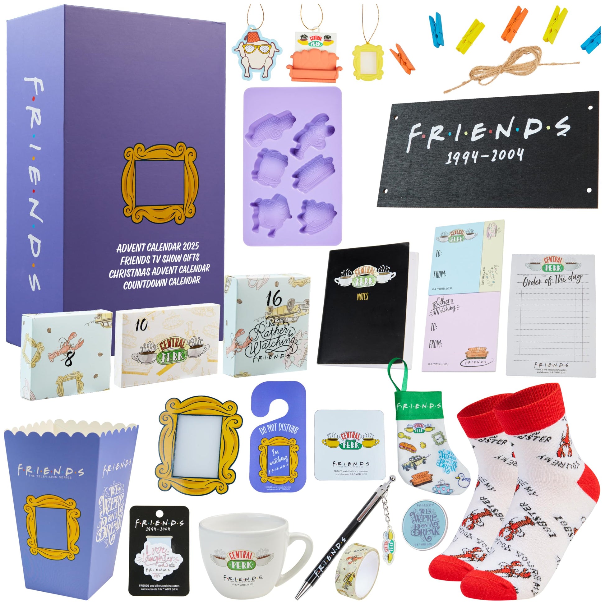 Get Trend Friends Advent Calendar 2025 for Women, Men with Espresso Mug Socks Key Ring Countdown Calendar Christmas Holiday Surprises Gifts for Adults - Medaid International