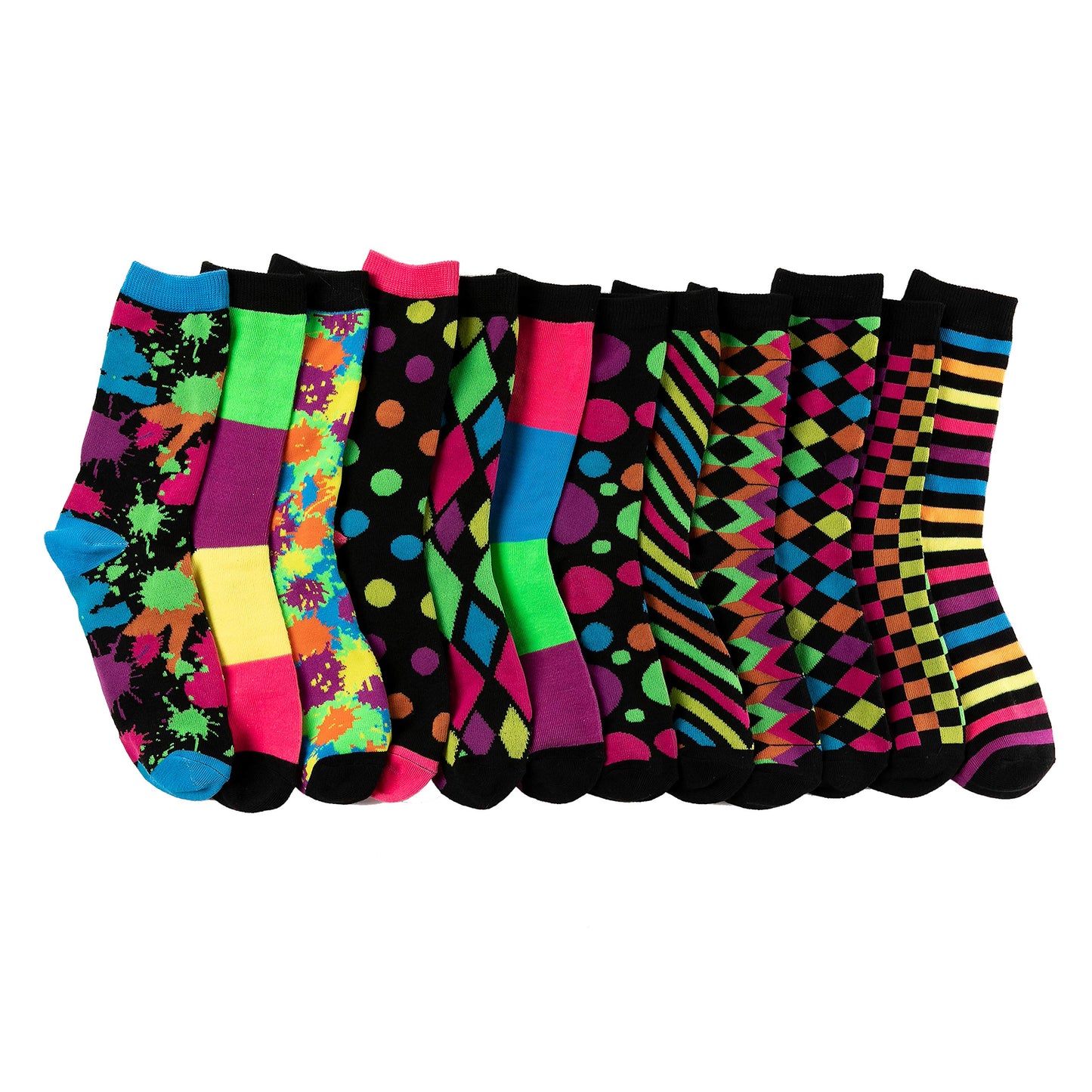 JOYIN 12 PCS Christmas Socks Women Colorful Funky Paint Splash Patterned Crew Socks for Christmas, Holiday or Birthday Gift - Medaid International