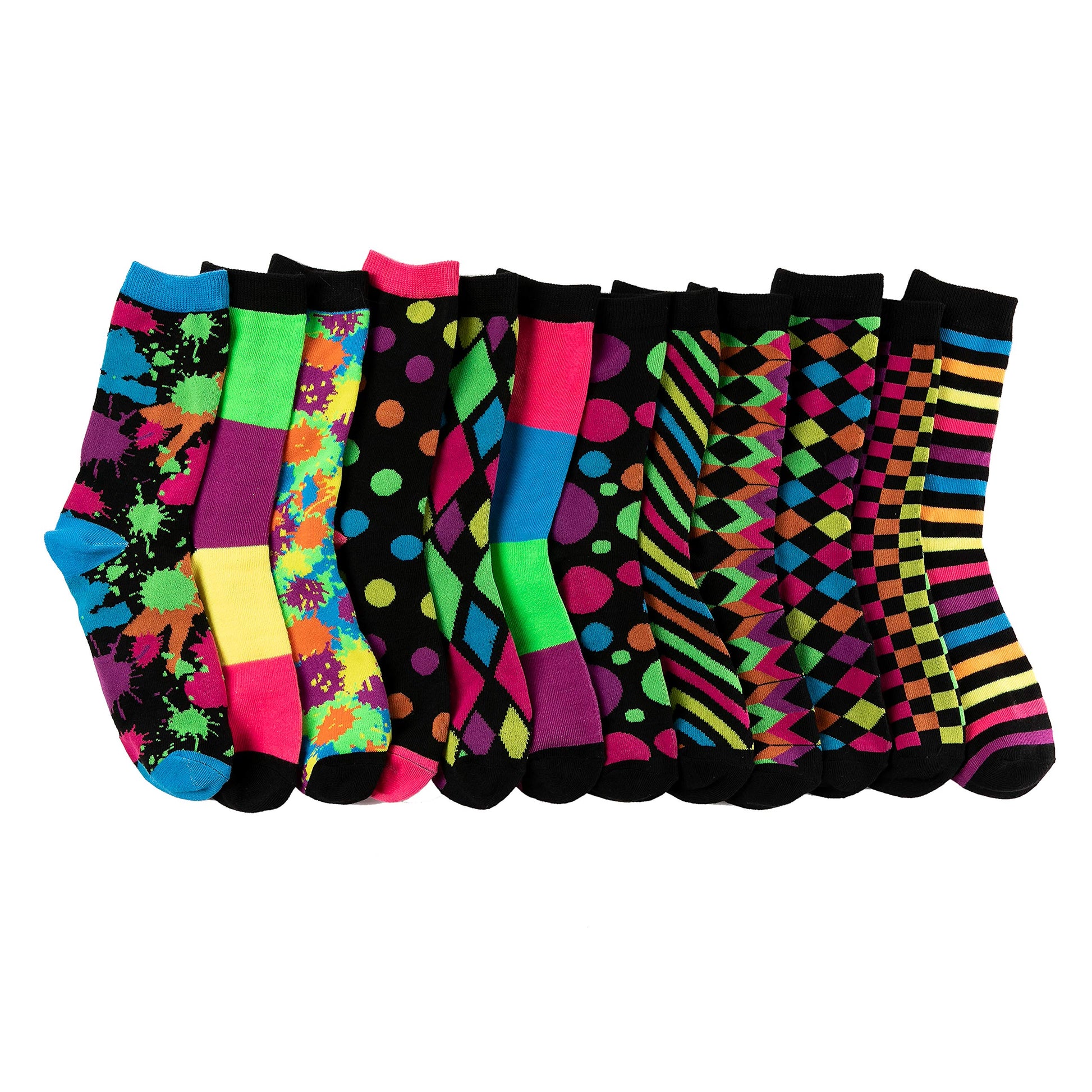 JOYIN 12 PCS Christmas Socks Women Colorful Funky Paint Splash Patterned Crew Socks for Christmas, Holiday or Birthday Gift - Medaid International