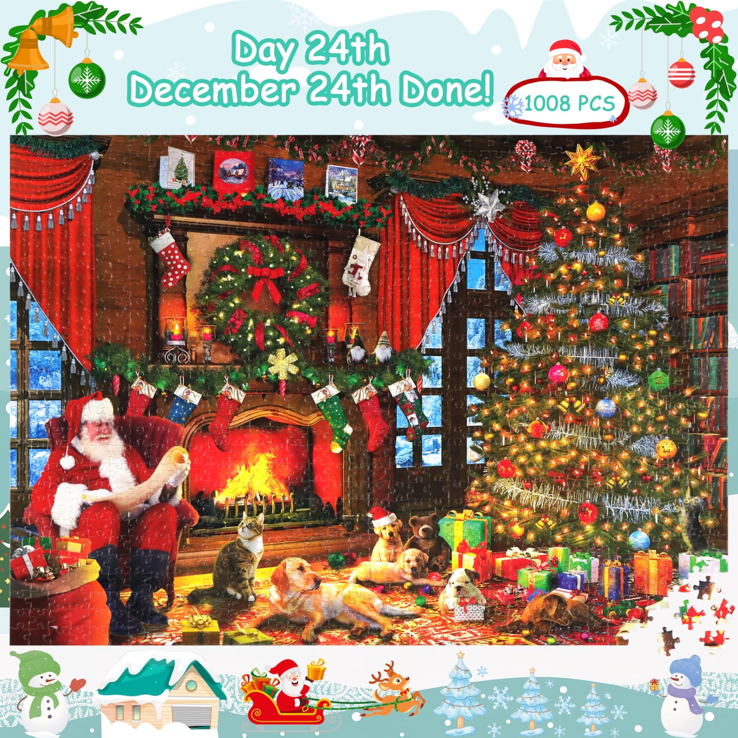 Advent Calendar Puzzle - Santa's Surprise, 24 Boxes 1008 Pieces Christmas Jigsaw Puzzles, Countdown to Christmas Advent Calendar 2025 Kids Adults XMAS Gifts - Medaid International
