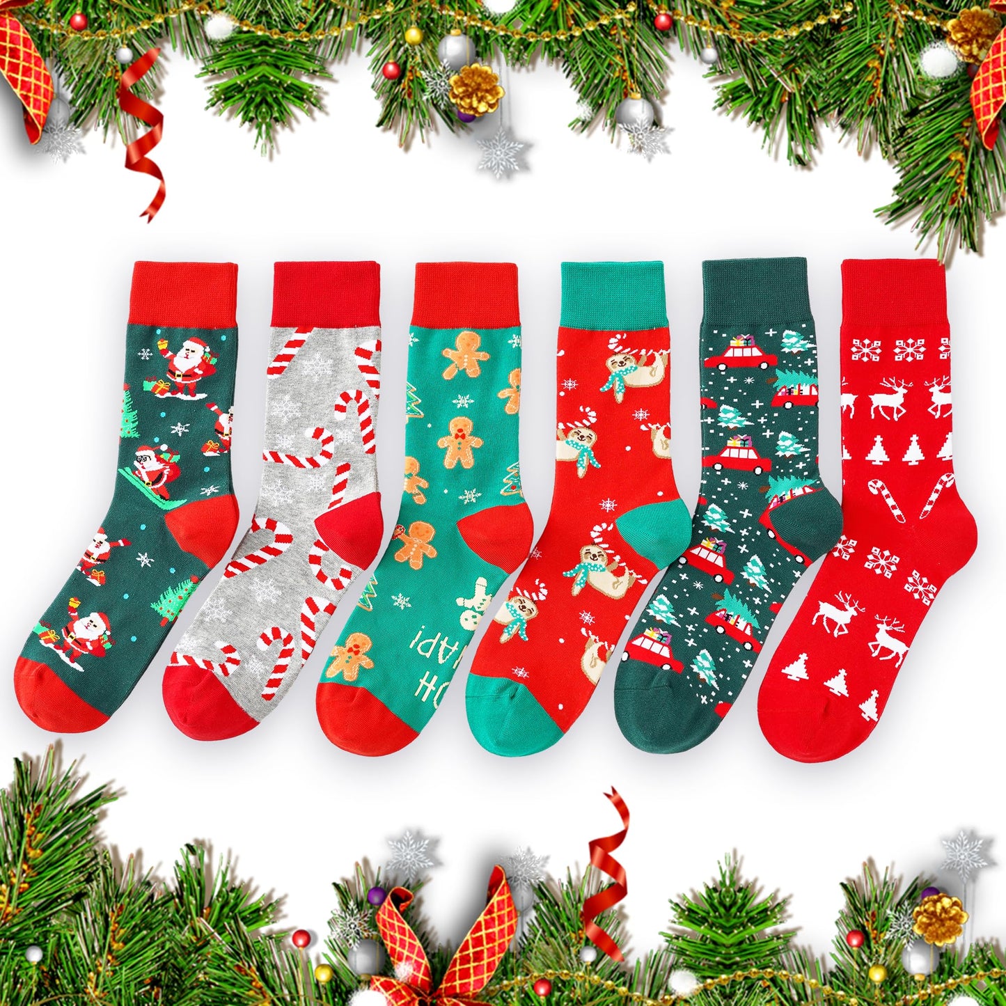 BONANGEL Christmas Socks Women, Funny Novelty Cute Xmas Holiday Crew Socks, Crazy Christmas Gifts for Women Girls - Medaid International