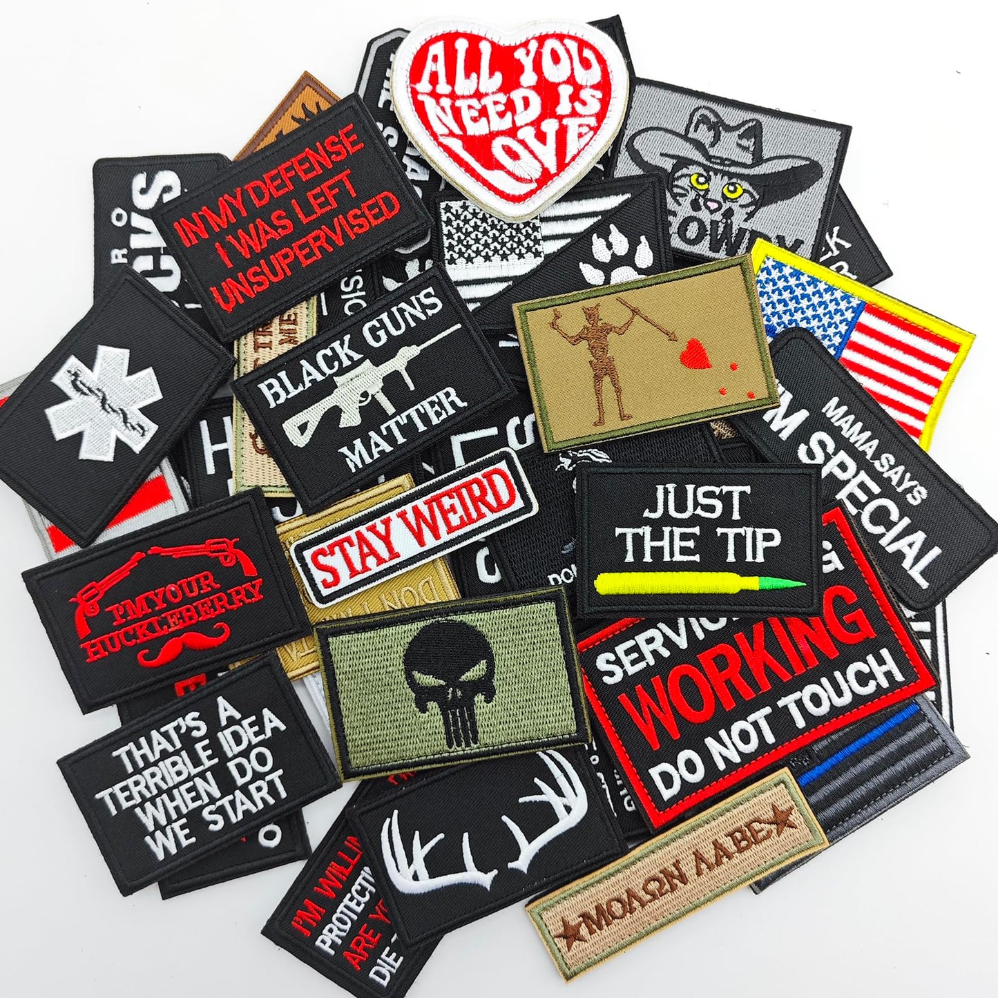 Gleihow 12 Pieces Random Funny Tactical Morale Patch Full Embroidery Military Loop and Hook Patches for Caps Backpacks Vest Harness Military Uniforms - Medaid International