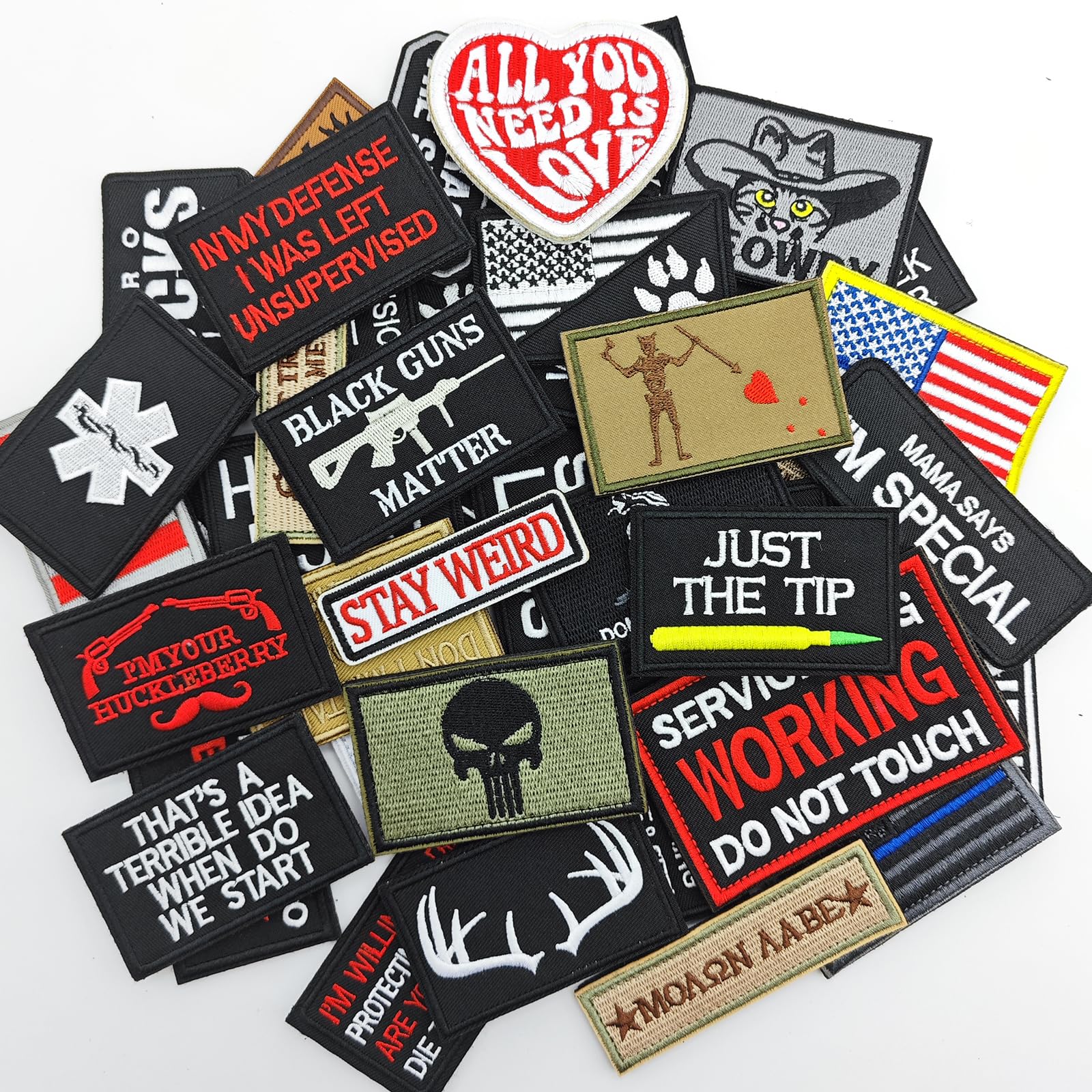 Gleihow 12 Pieces Random Funny Tactical Morale Patch Full Embroidery Military Loop and Hook Patches for Caps Backpacks Vest Harness Military Uniforms - Medaid International