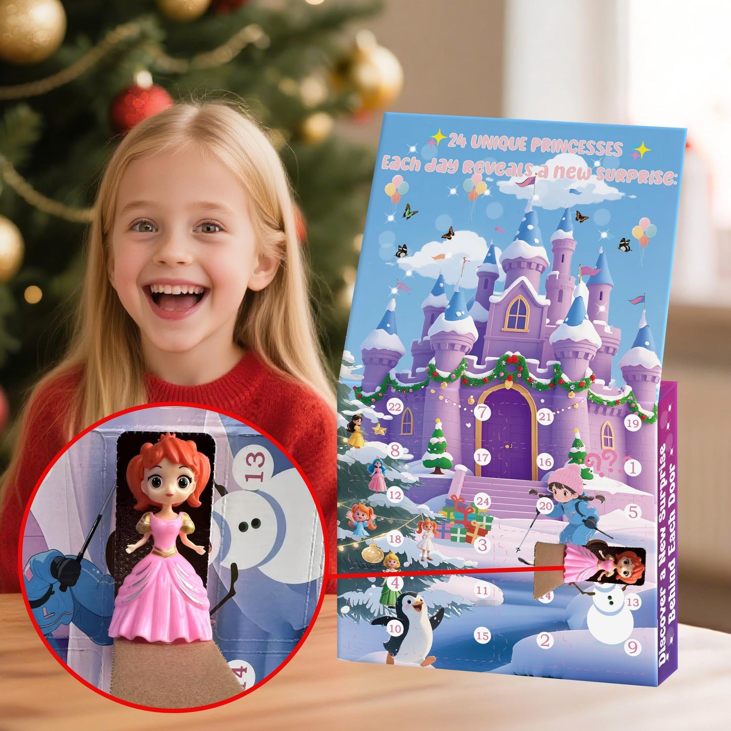 2025 Princess Advent Calendar - 24 Days of Deformation Christmas Surprises Toys, Holiday Countdown with 12 Dolls Figures & 12 Clothing Pieces, Fun Xmas Gift for Girls Teens Kids Party Favor - Medaid International