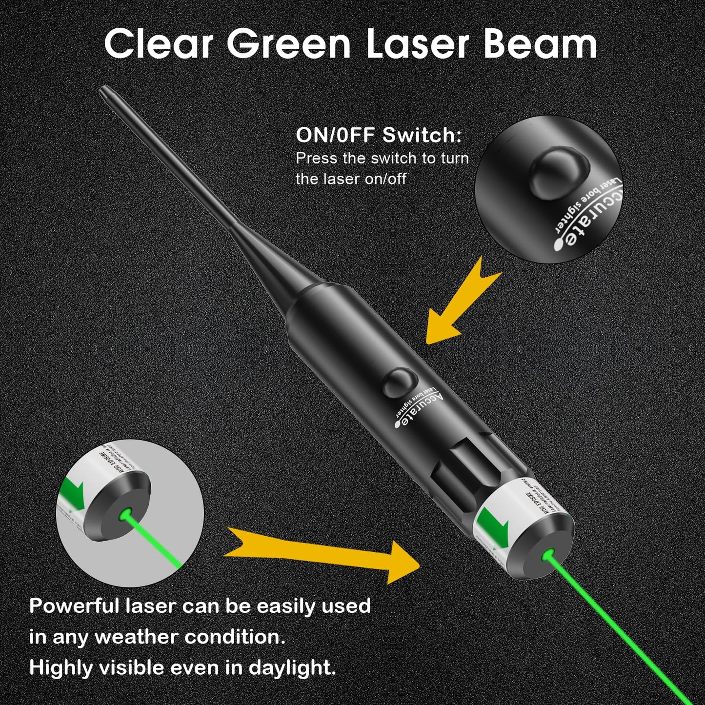 Bore Sight Laser Professional Green Laser Bore Sight Kit with 32 Adapters fit 0.17 to 12GA Calibers, Multiple Caliber Green Bright Bore Sighter Laser Powerful Support for All Gun, Rifle, Pistol - Medaid International