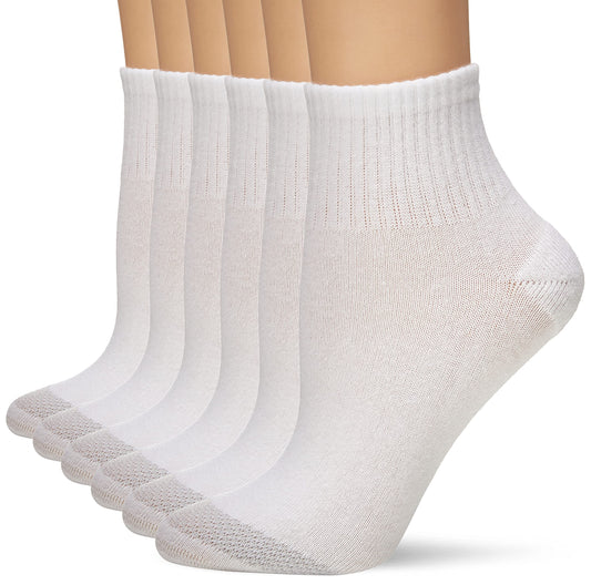 Hanes-womens Cool Comfort Toe Support Ankle Socks, 6-pair Pack Casual Sock, White/Grey Vent, One Size US - Medaid International