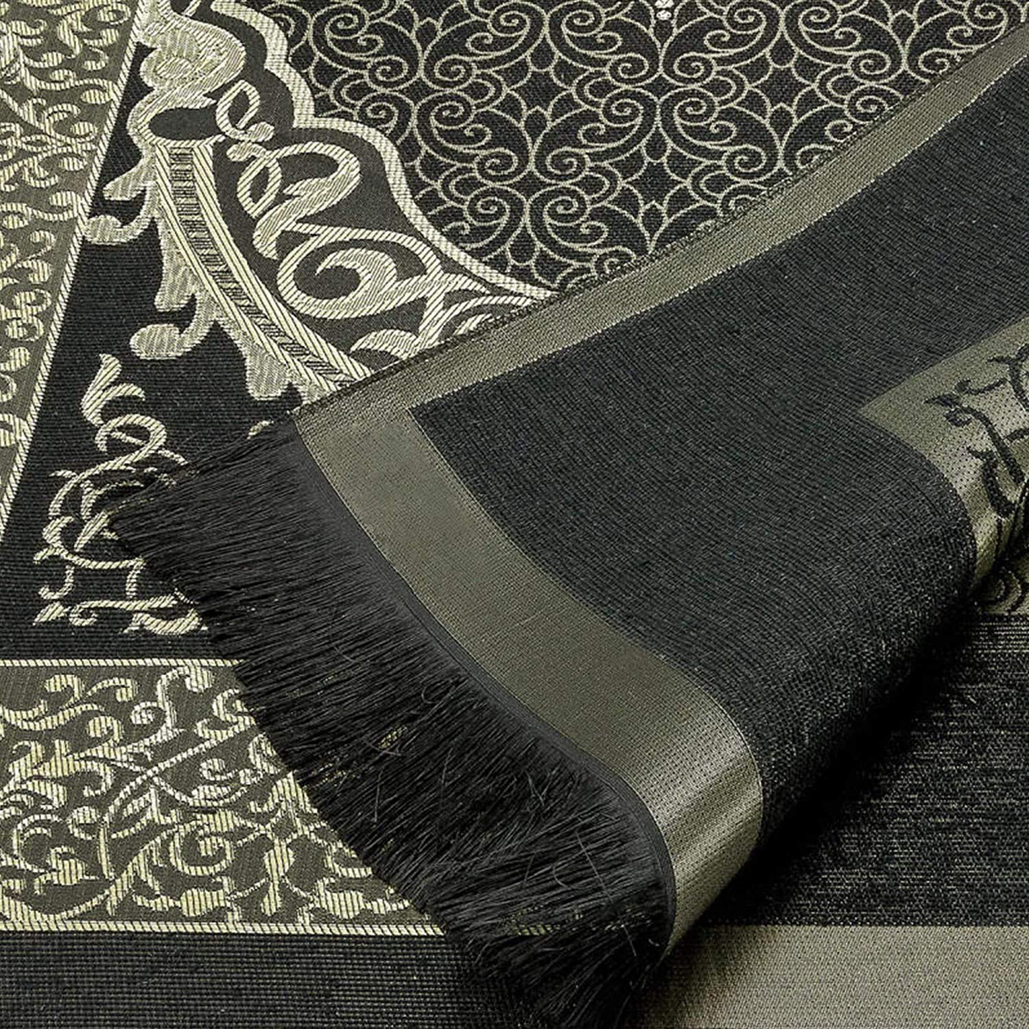 AVANOS Muslim Prayer Rug - Islamic Mat for Muslim Prayers - Great Ramadan for Muslim Men and Women - Portable Prayer Mat Rug - Special Design Turkish Pocket Praying Rug - Easy to Carry (Black) - Medaid International