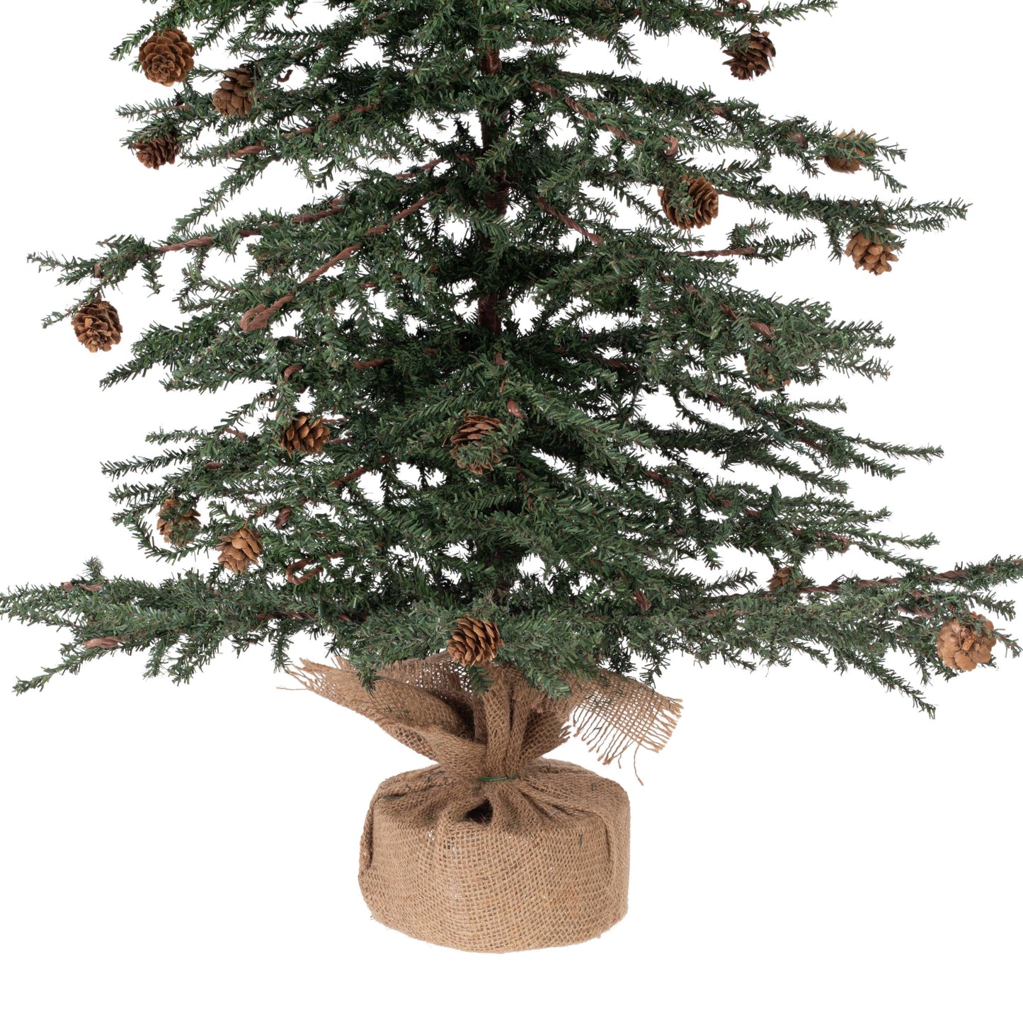 Vickerman 42" Caramel Pine Artificial Christmas Tree Unlit- Featuring 1241 PVC Tips - Pine Cone Accented - Seasonal Indoor Home Decor with Decorative Burlap Base - Medaid International