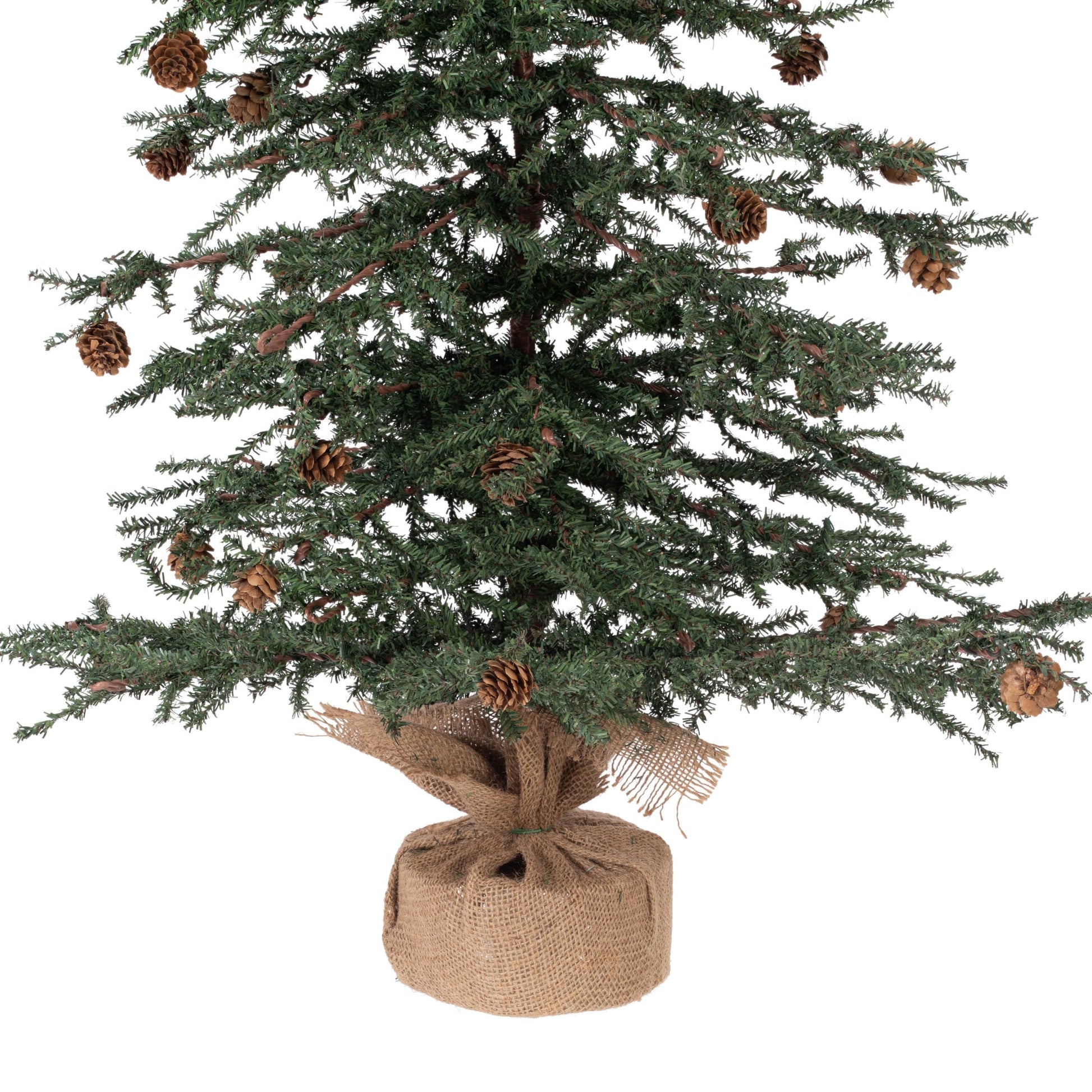 Vickerman 42" Caramel Pine Artificial Christmas Tree Unlit- Featuring 1241 PVC Tips - Pine Cone Accented - Seasonal Indoor Home Decor with Decorative Burlap Base - Medaid International