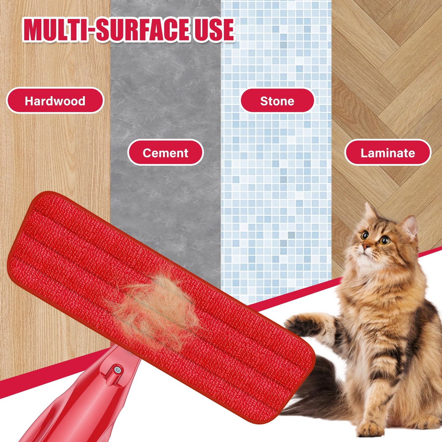 Spray Wet Mops for Hardwood Floor Cleaning: EXEGO Microfiber Dry Dust Spray Mop with 3 Washable Pads fit for Swiffer PowerMop - Wet Jet Mop Flat Floor Mops with Sprayer for Wood Laminate Ceramic Tiles - Medaid International